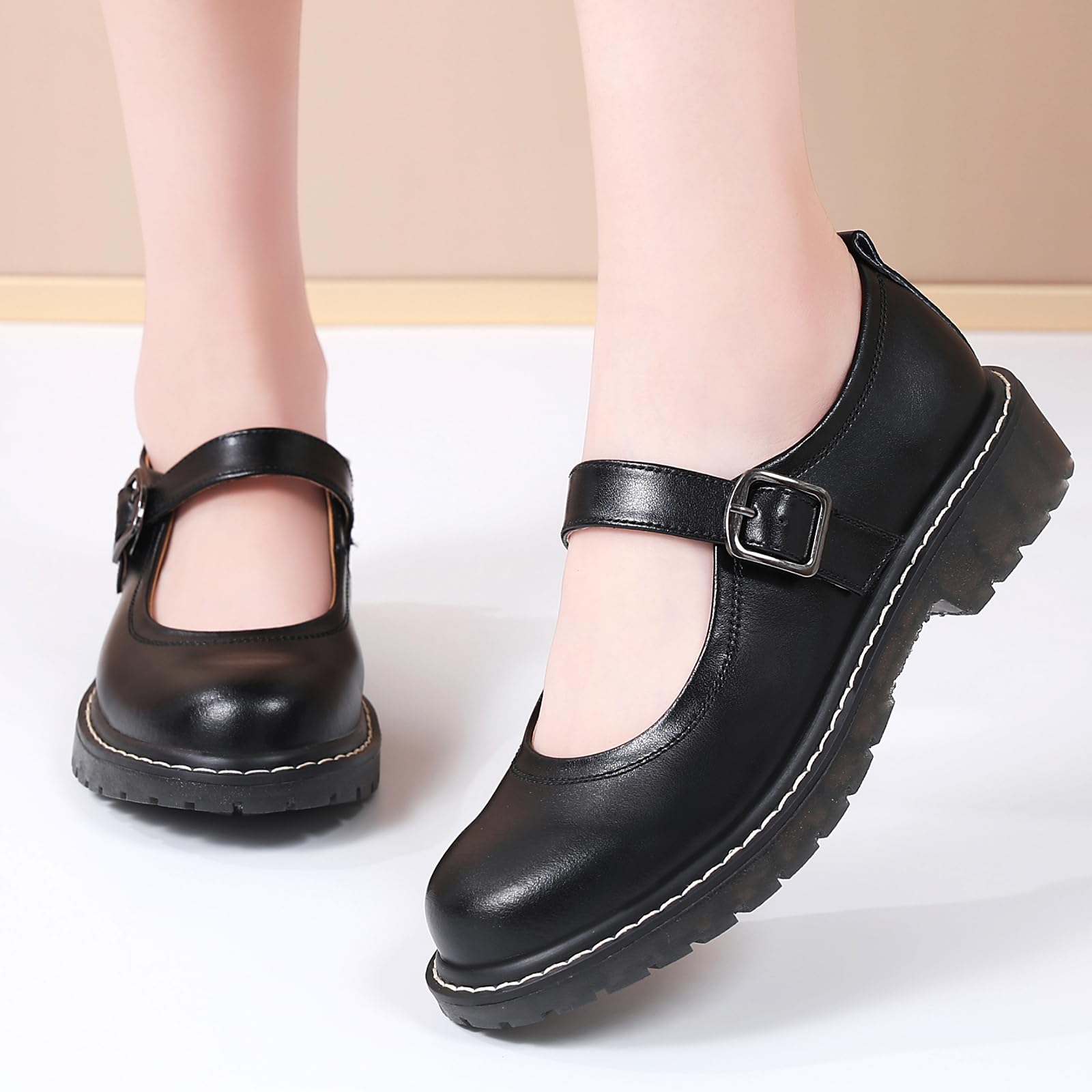 **Women's Mary Jane Shoes - Comfortable Flats with Round Toe & Non-Slip Sole | Oxford Style Casual & Dress Shoes for School, Work & Everyday Wear**
