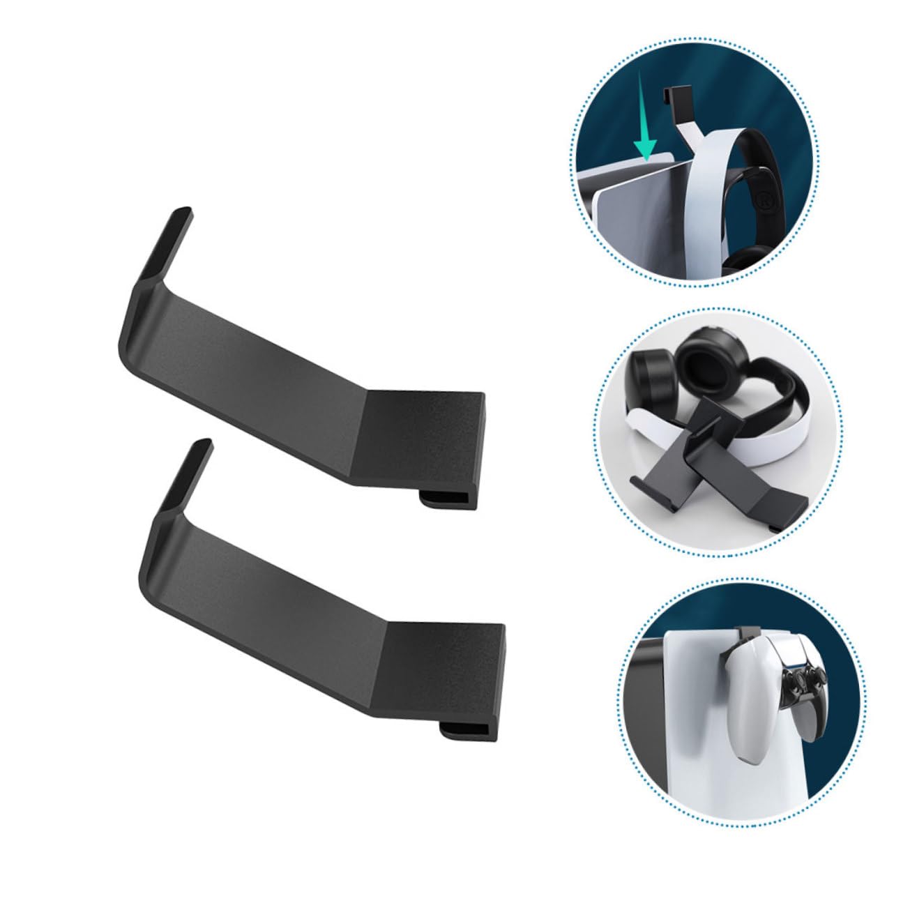 4-Pack Universal Gaming Headset Stand Holder - Durable Headphone Hanger for Desk, Wall Mount Storage Rack - Perfect for Gamers, Office & Home Organization (Black) - Great Gift for Gamers & Tech Enthusiasts