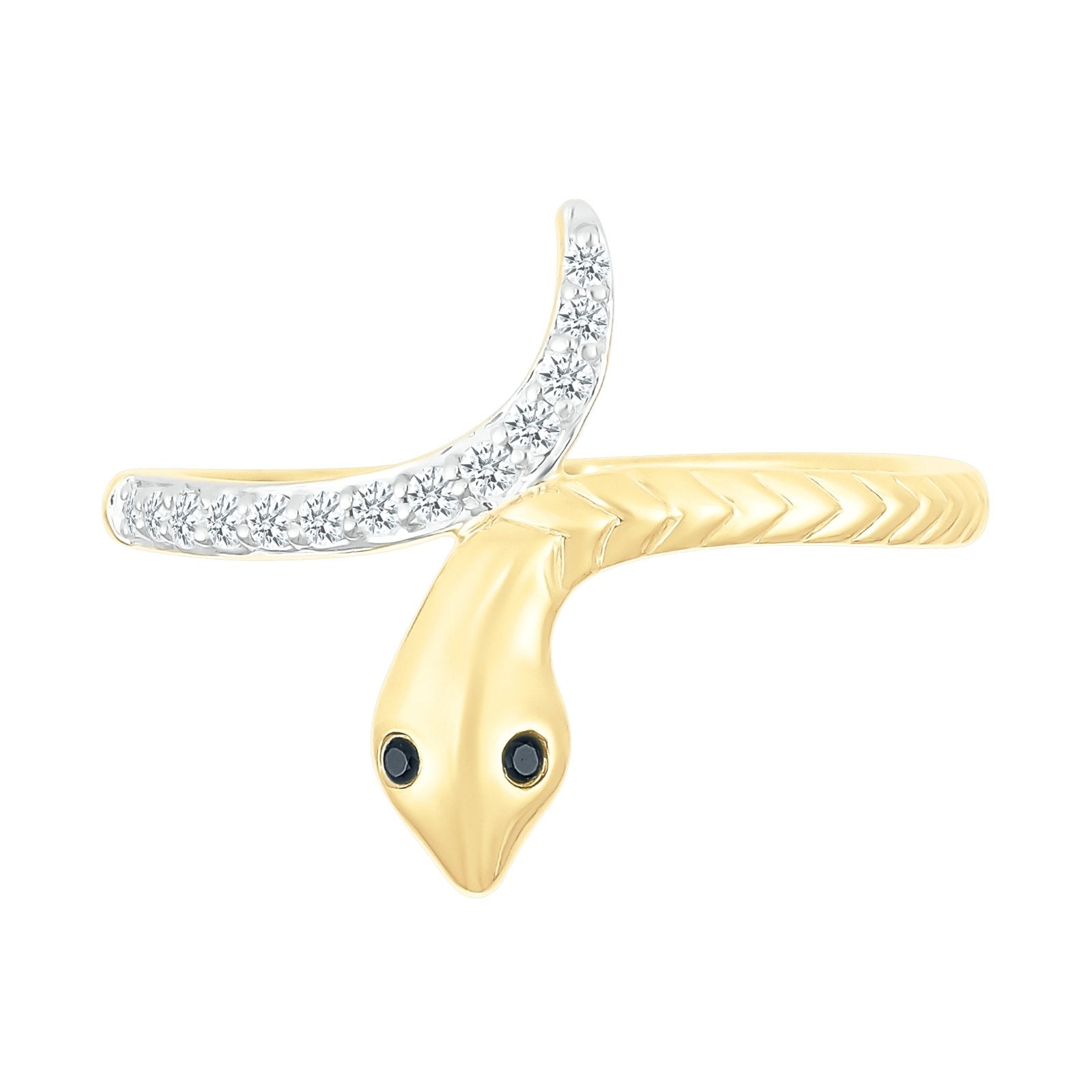 10k Yellow Gold Braided Snake Wrap Ring with Diamonds - Elegant Stackable Jewelry for Women, Perfect for Everyday Wear & Special Occasions