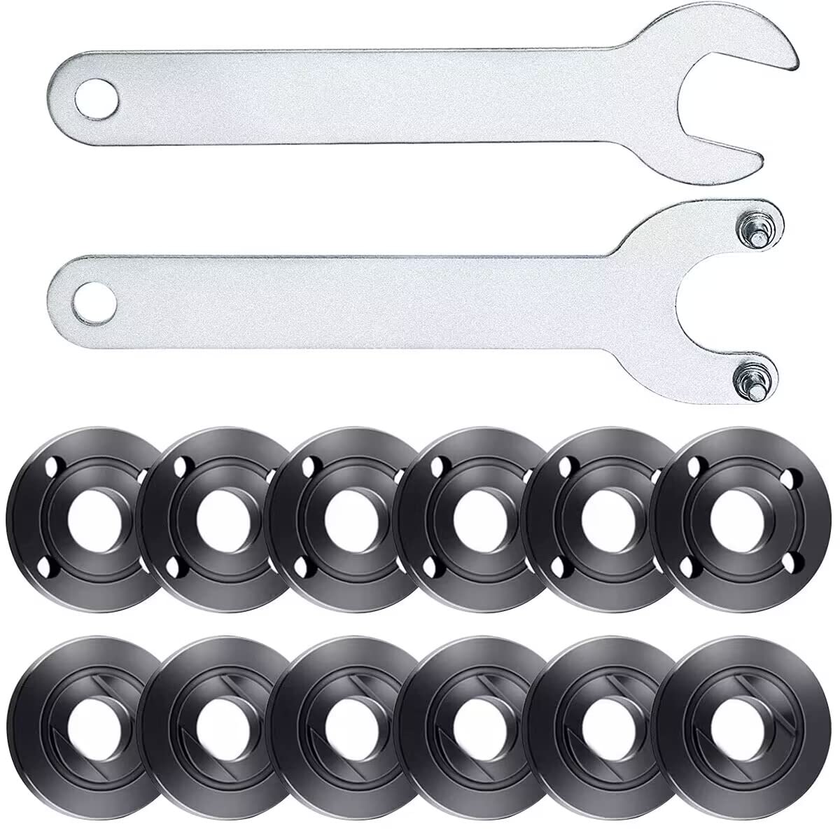 12-Piece Angle Grinder Flange Nut Wrench Set - 6 x 5.5 Inch (14cm) - Heavy Duty Metal Grinding Disc Lock Nut Spanner Kit for Cutting, Polishing & Metalworking Projects