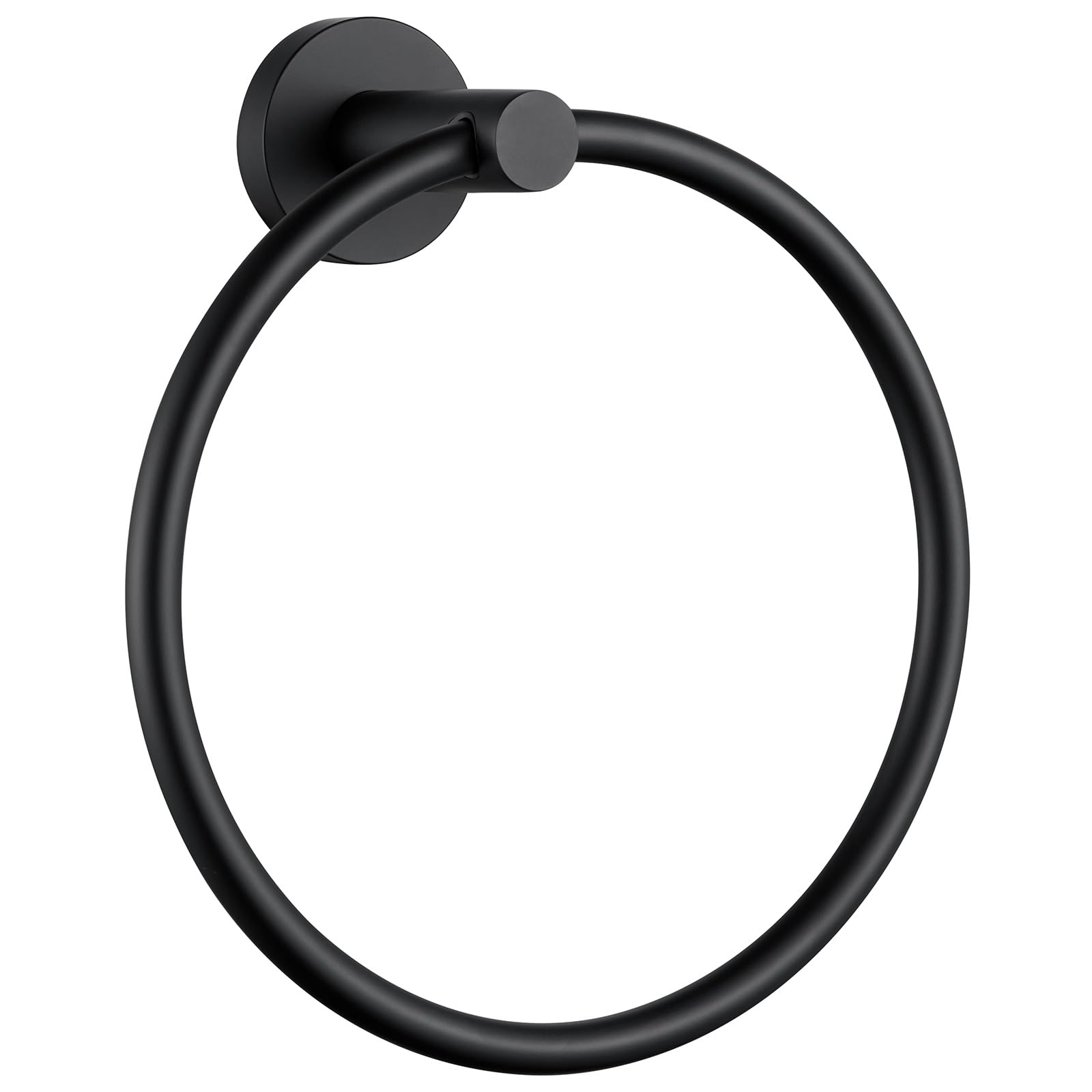 Matte Black Stainless Steel Towel Ring - Wall Mounted Bathroom Hand & Face Towel Holder for Modern Homes - Perfect for Bathrooms, Kitchens, and Powder Rooms