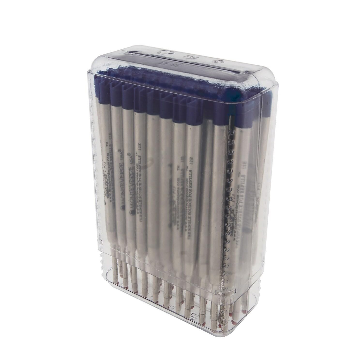 Monteverde Capless Ceramic Gel Refill for Parker Ballpoint Pens - Fine Point Blue/Black Ink - 50 Pack (P424BB) | Premium Smooth Writing for Office, School & Everyday Use