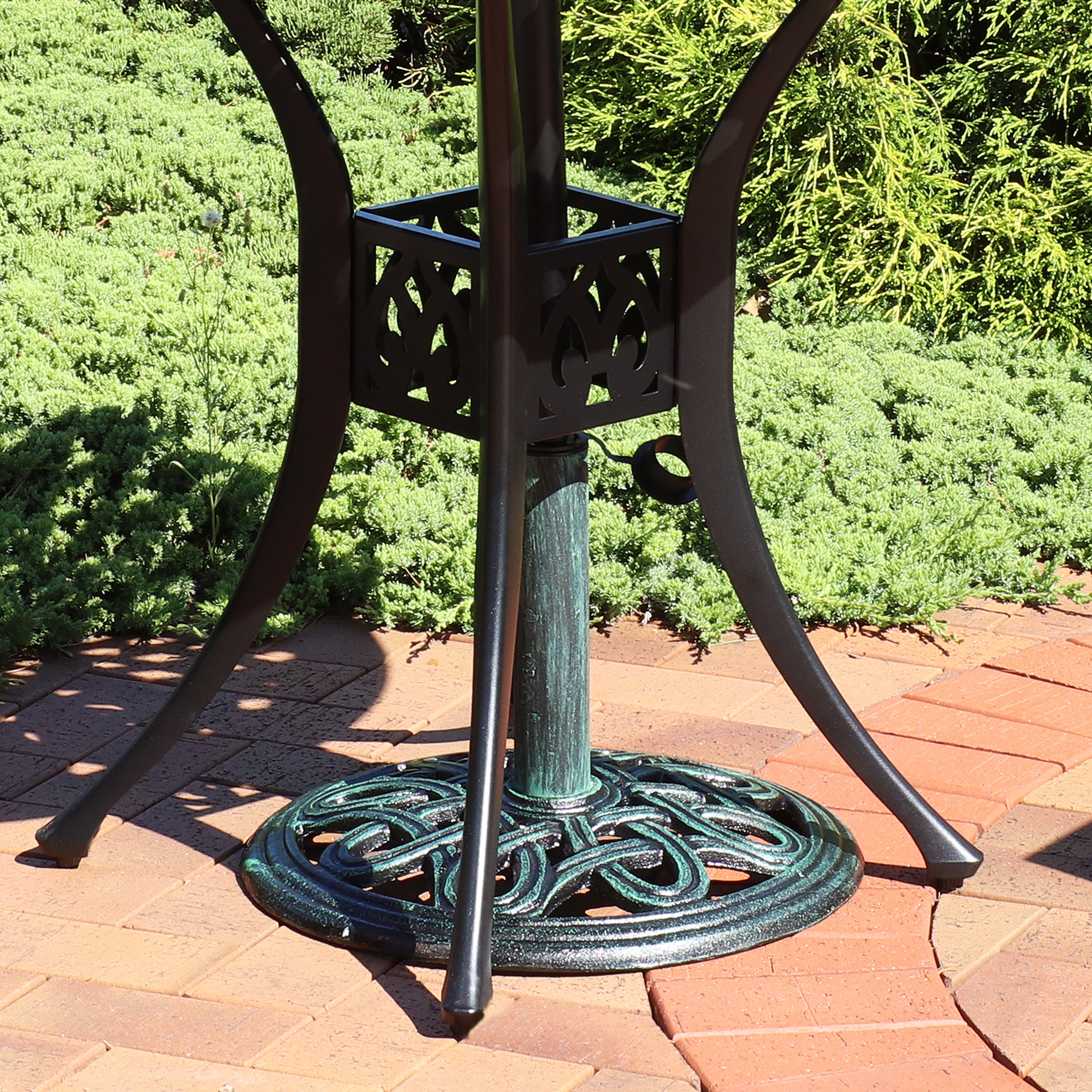 Heavy Duty Round Cast Iron Outdoor Patio Umbrella Base Stand - 17 Inch Weighted Base for Market Umbrellas - Perfect for Backyard, Poolside, and Outdoor Dining Areas