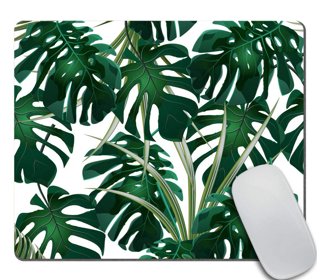 Non-Slip Rubber Gaming Mouse Pad - Jungle Themed with Tropical Palm Leaves & Monstera Design | Perfect for Computers & Laptops | Ideal for Office Work, Gaming, and Home Use
