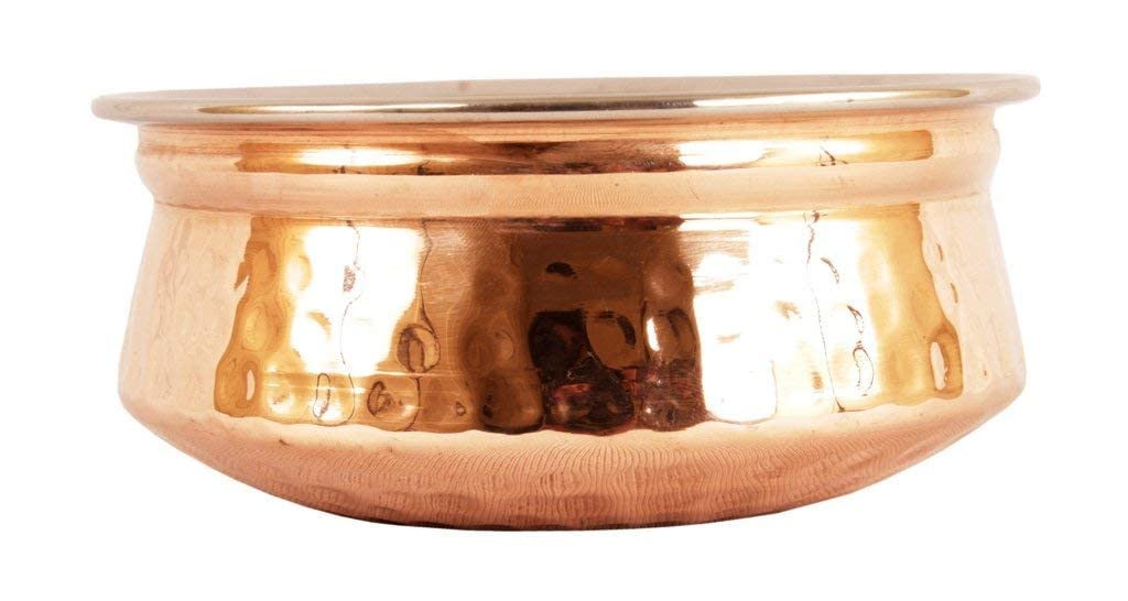 2-Piece Indian Copper & Steel Serving Bowls Set (13cm) - Perfect for Cereal, Soup, Cooked Food & Party Serving | Elegant Dining & Home Decor Tableware
