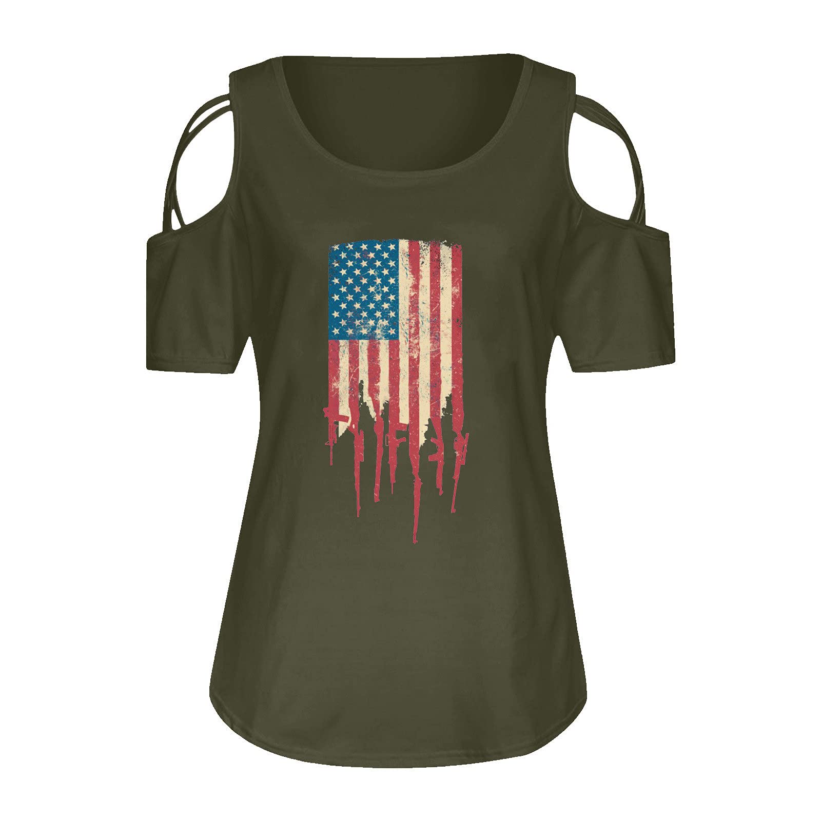 Women's Cotton Spandex T-Shirt - Casual Short Sleeve Loose Blouse with Printed Flag Design | Perfect for Everyday Wear, Summer Outfits & Beach Vacations
