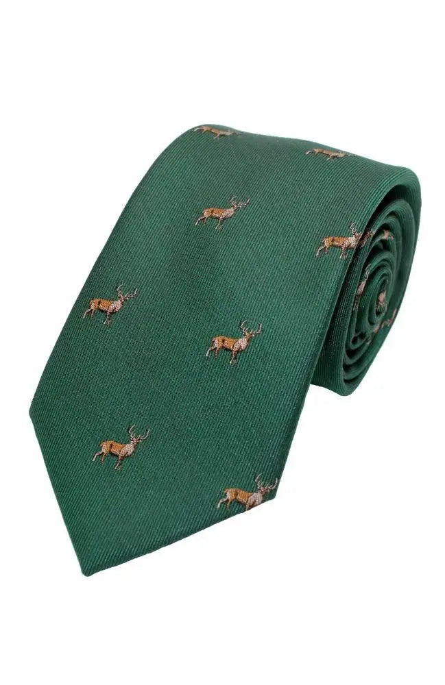 LA Smith Country & Hobby Stag Silk Neckties for Men - Elegant Formal Wear for Weddings, Business Meetings & Special Occasions