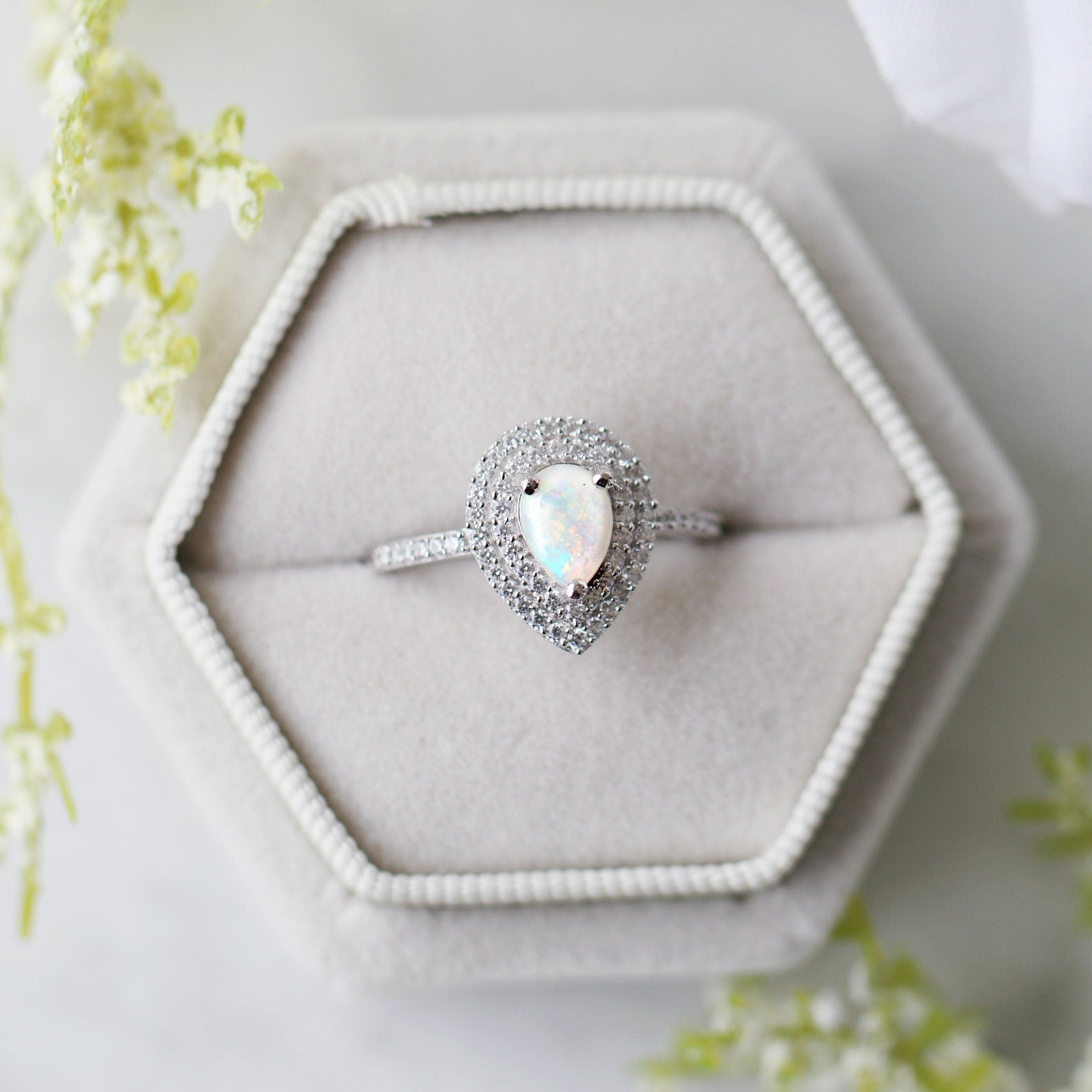 Scarlett Natural Opal Ring - Sterling Silver Women's Jewelry for Wedding, Anniversary & Special Occasions