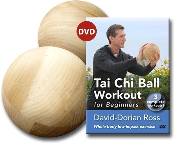 YMAA Tai Chi Ball Set for Beginners – Includes David-Dorian Ross Instructional DVD & Two 1.5lb 4-inch Starter Balls – Home Fitness Workout for Muscle Building & Stress Relief – Perfect for Tai Chi Practice, Meditation & Low-Impact Exercise