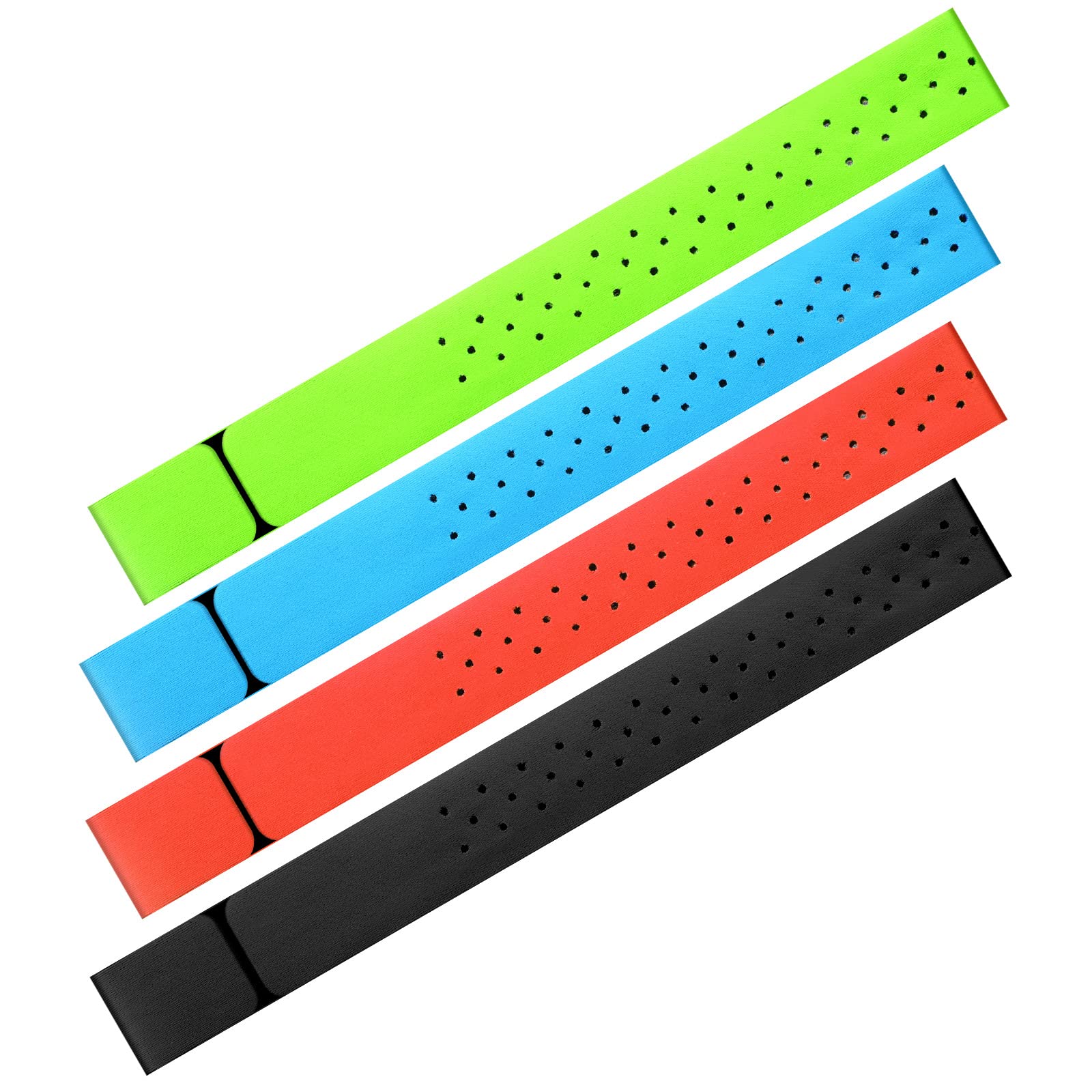 Oudain 4 Pack Replacement Heart Rate Monitor Strap - Soft Adjustable Fitness Armband for Exercise & Workouts (0.8 x 11.8 Inch, Black/Orange/Green/Blue) - Ideal for Running, Cycling, Gym & Cardio Training