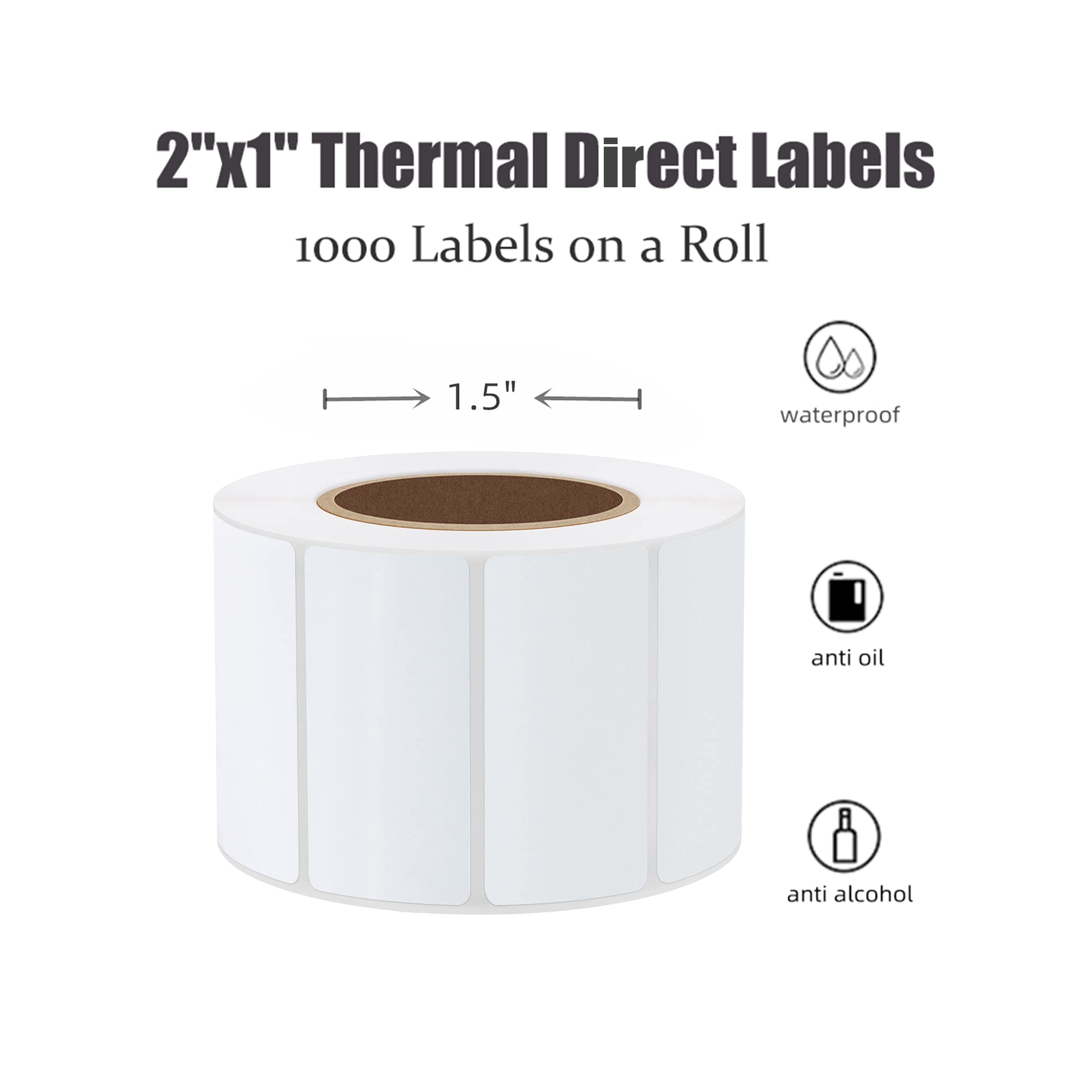Hybsk 2x1 Inch Direct Thermal Labels - Premium Barcode & Address Stickers for Rollo & Zebra Printers (2