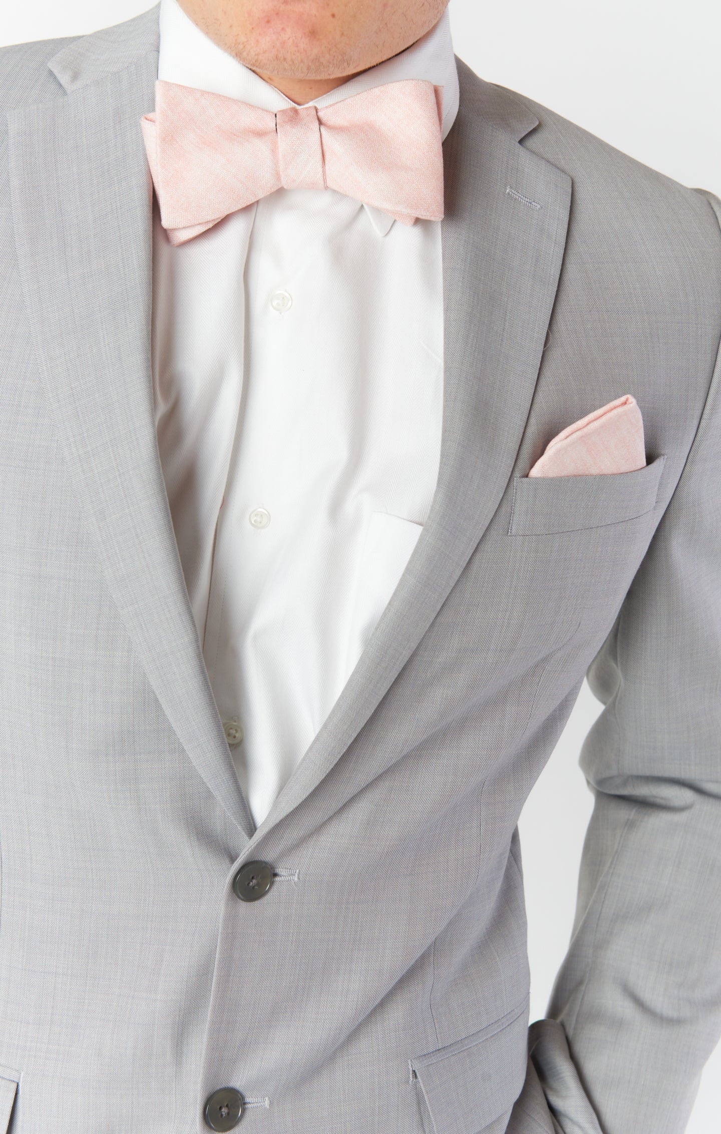 Josh Bow Tie - Dusty Blush Linen Bowtie for Men | Premium Linen Necktie for Weddings, Parties & Formal Events