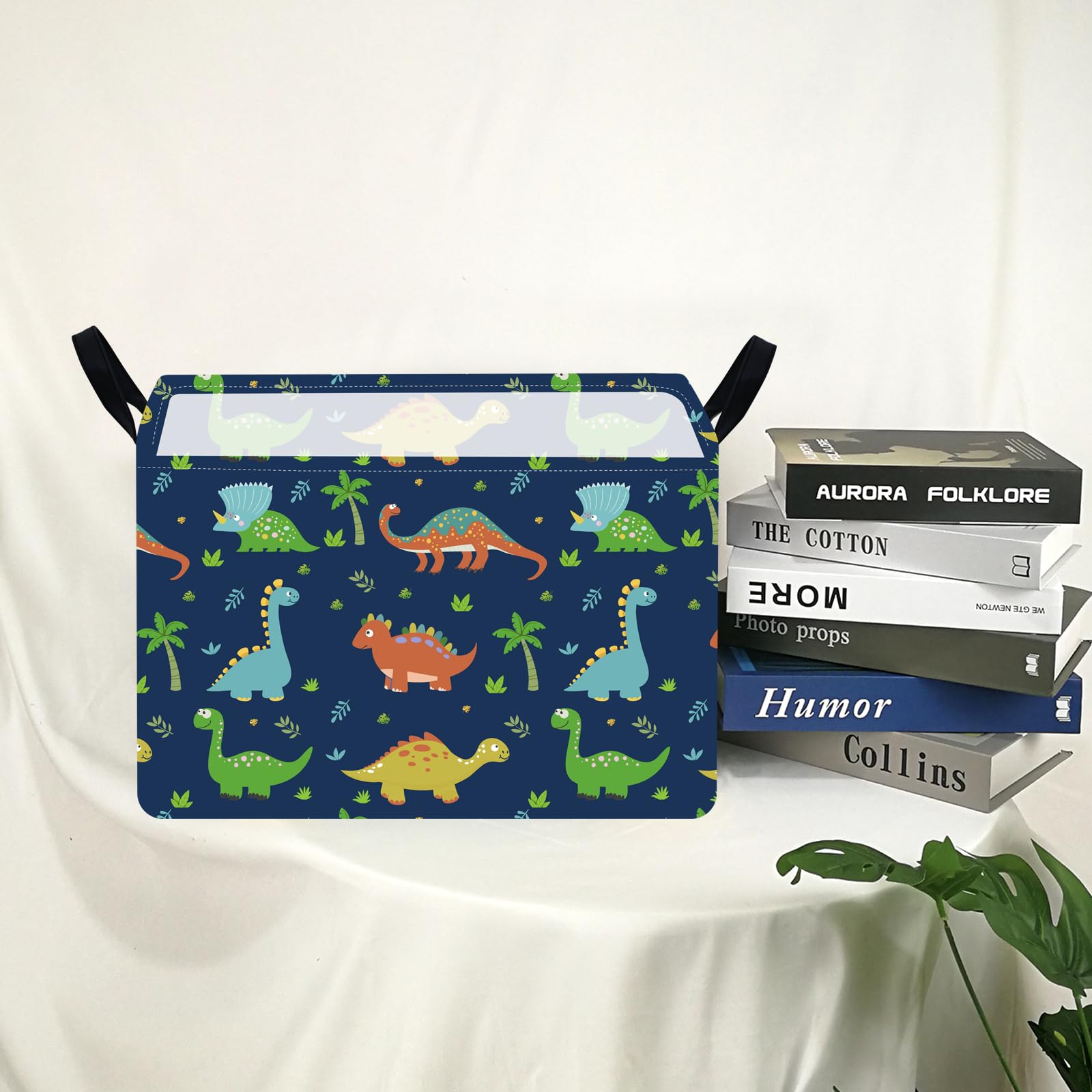 Durable Waterproof Rectangle Toy Storage Bin - Nursery Organizer, Kids Room Decor, Closet & Laundry Hamper - Perfect for Baby Gifts & Shelf Baskets (Blue Dinosaur Design) | Ideal for Playroom, Bedroom & Home Organization