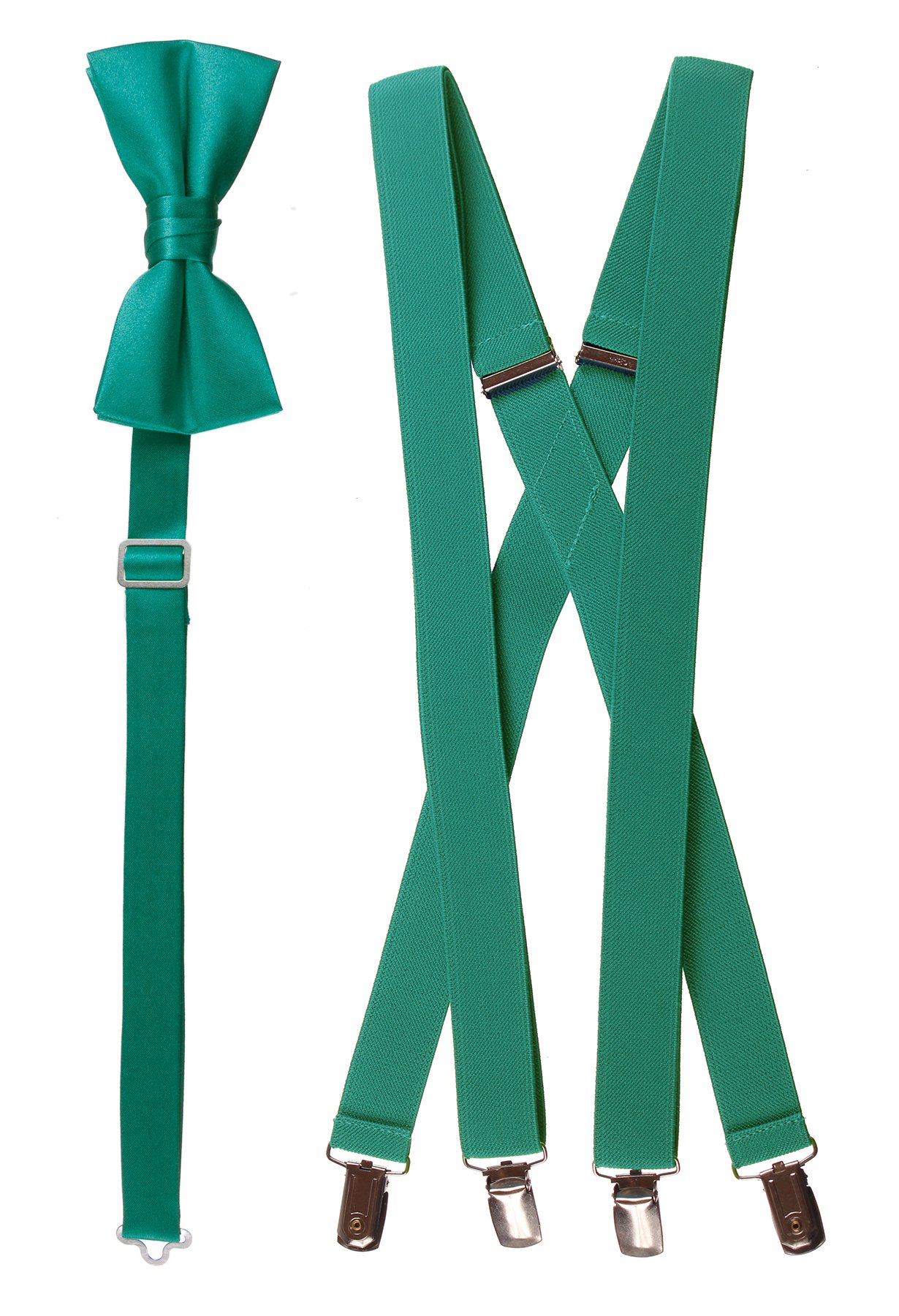 Tuxgear Boys Adjustable Suspenders and Bow Tie Set - Jade Green, Size 30