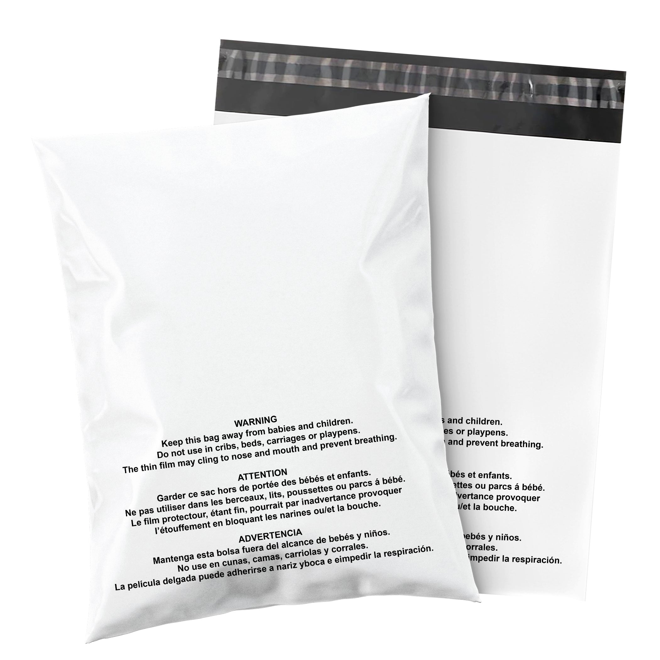 10x13 Glossy White Warning Printed Poly Mailer Envelopes 2 Mil - Waterproof Shipping Bags for Ecommerce, Retail & Mailing | Shop4Mailers