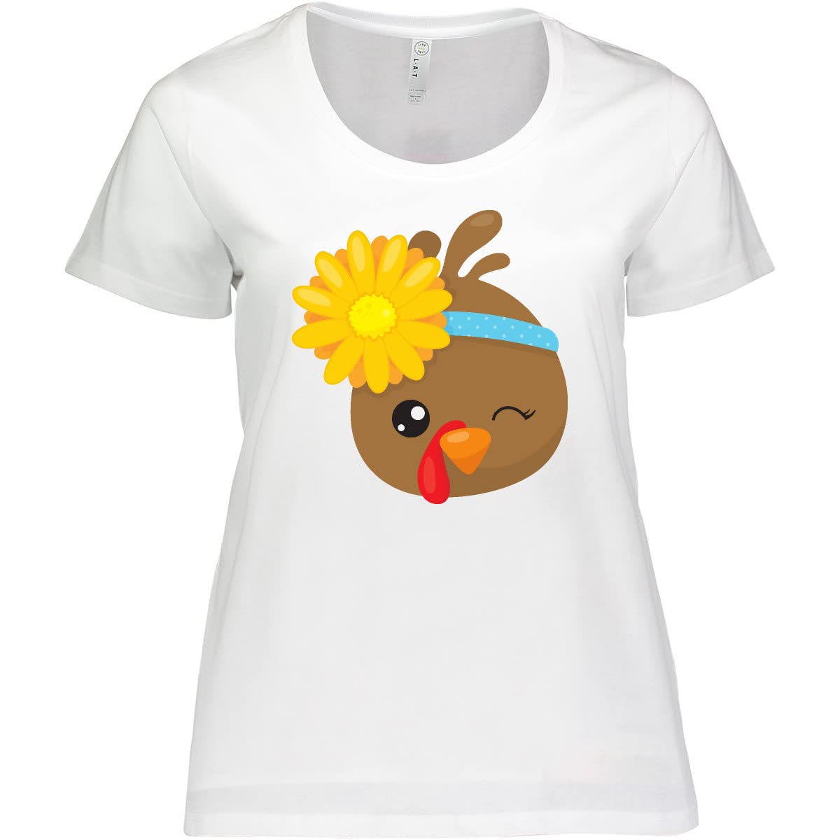 Inktastic Cute Brown Turkey Graphic Women's Plus Size T-Shirt - Comfortable Casual Wear for Thanksgiving, Family Gatherings & Holiday Events