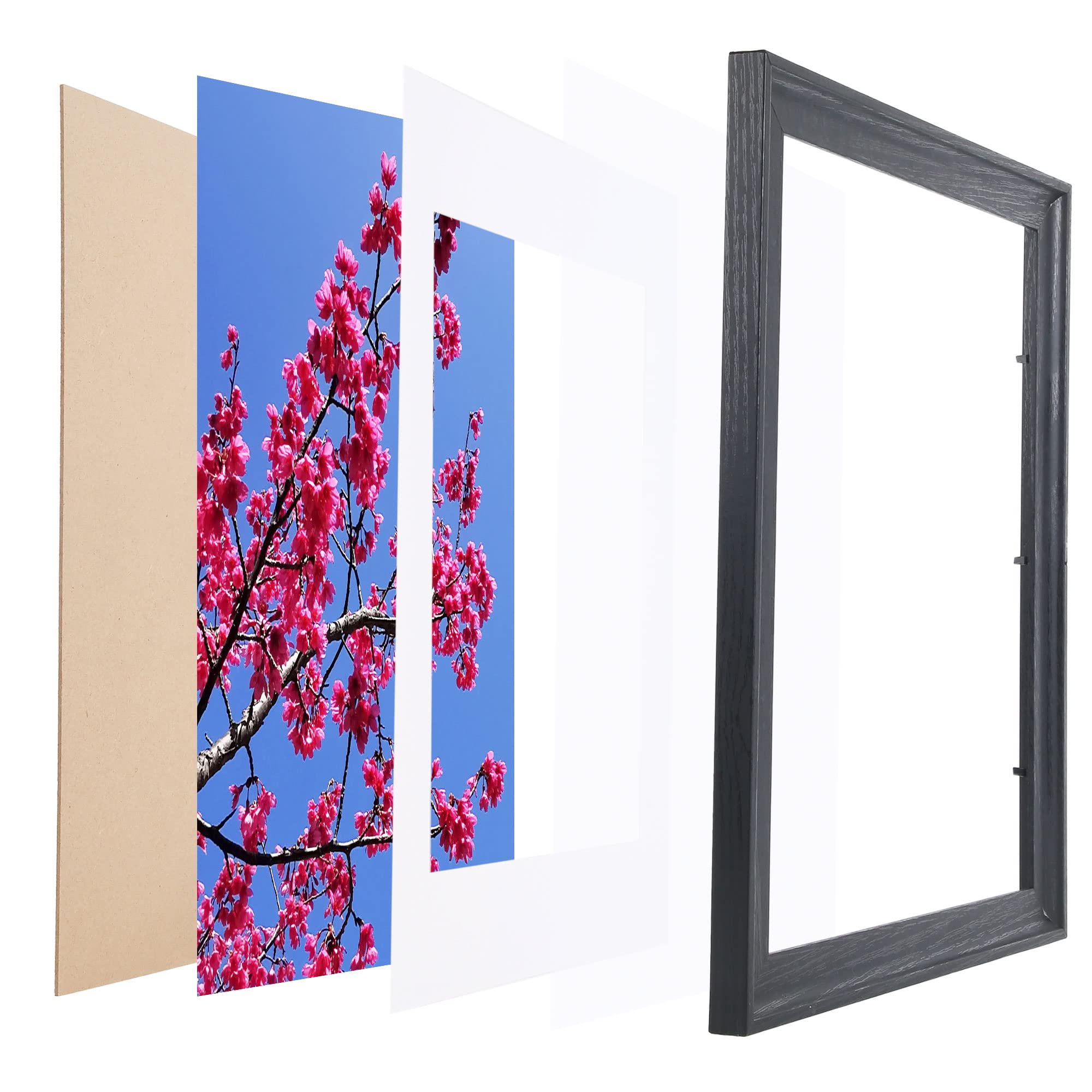 12x16 Wood Picture Frame Back - Display Photos 12x16 or 11x14 with Mat - Ultra Edge Arc Wooden Poster Frame (1 Pack) - Perfect for Wall Decor, Home Office, Gallery Displays & Gift Giving