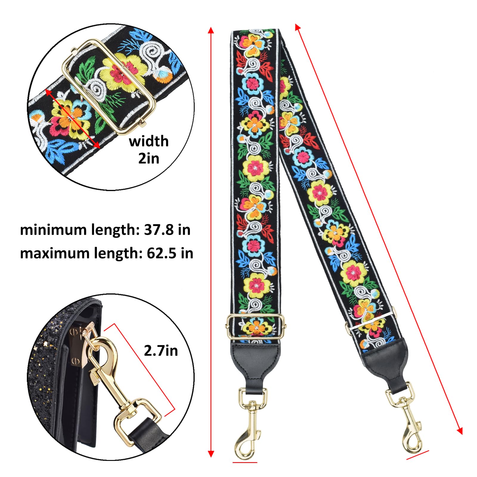 CLOUDMUSIC Handbag Strap Replacement - Adjustable Shoulder Crossbody Purse Strap for Women & Girls | Perfect for Daily Use, Travel, Shopping & Fashion Accessories