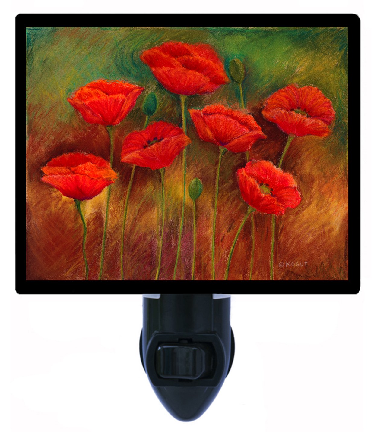 Poppies LED Night Light for Home Decor - Flower and Garden Themed Bedroom Lamp, Perfect for Kids Room, Nursery, or Outdoor Patio Lighting