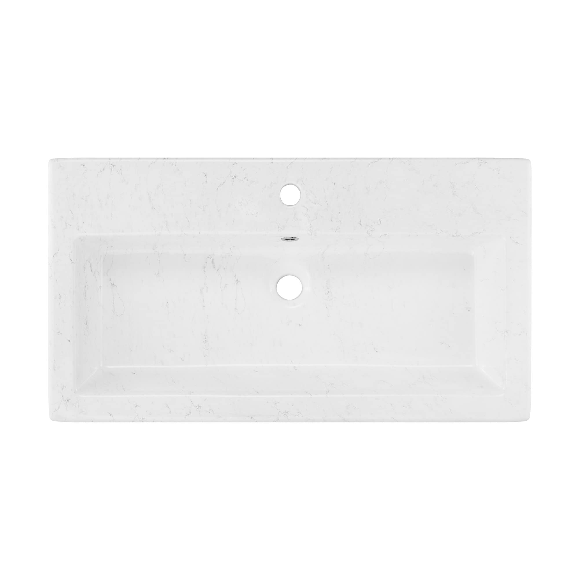 Voltaire Wide Rectangle Vessel Sink in Static Marble - Modern Bathroom Vanity Sink for Contemporary Homes & Luxury Hotels