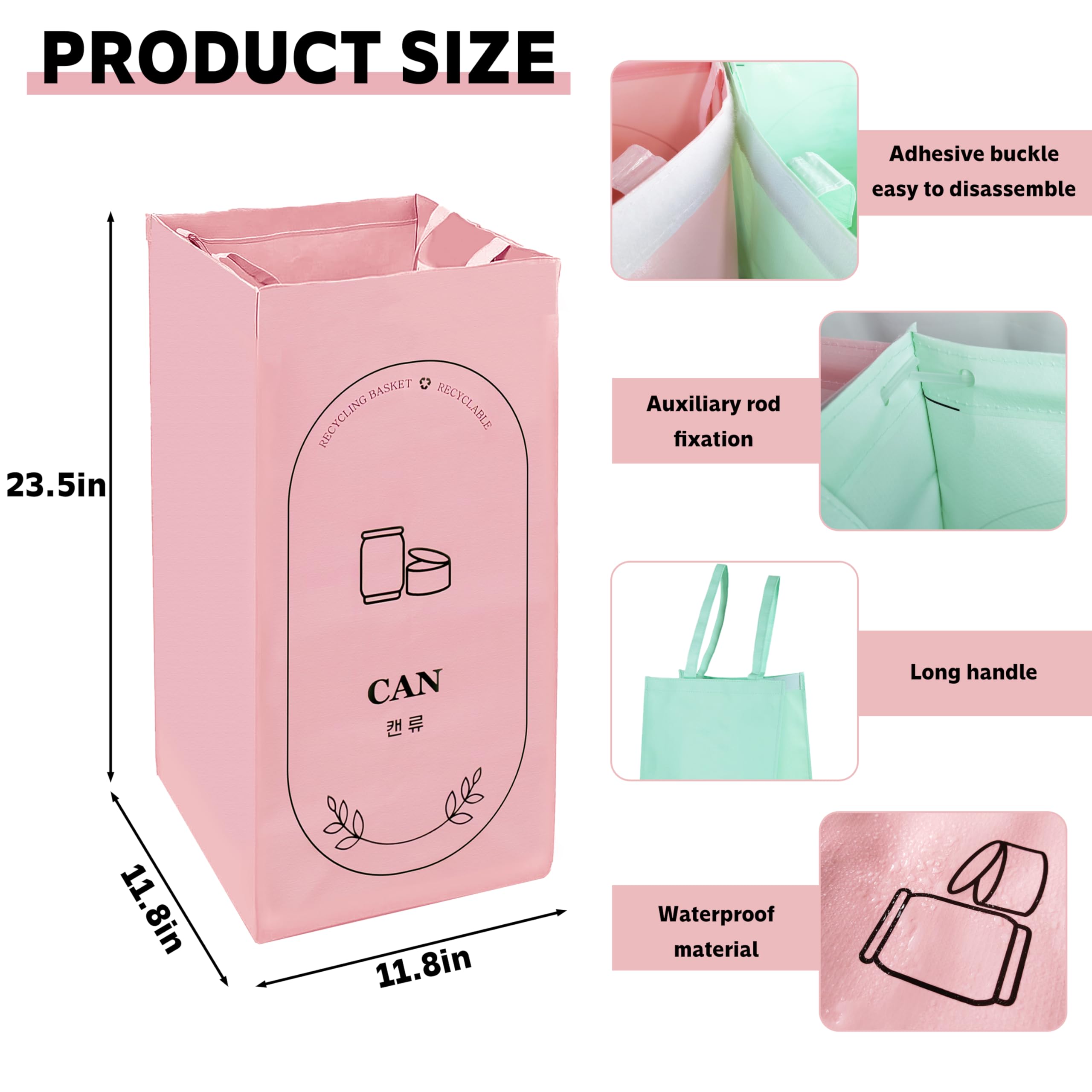42 Gallon Reusable Waterproof Recycling Bags - 3 Pack Kitchen Waste Bin Bags for Trash & Recycling Separation | Eco-Friendly Home Organization Solution for Kitchen, Garage & Office