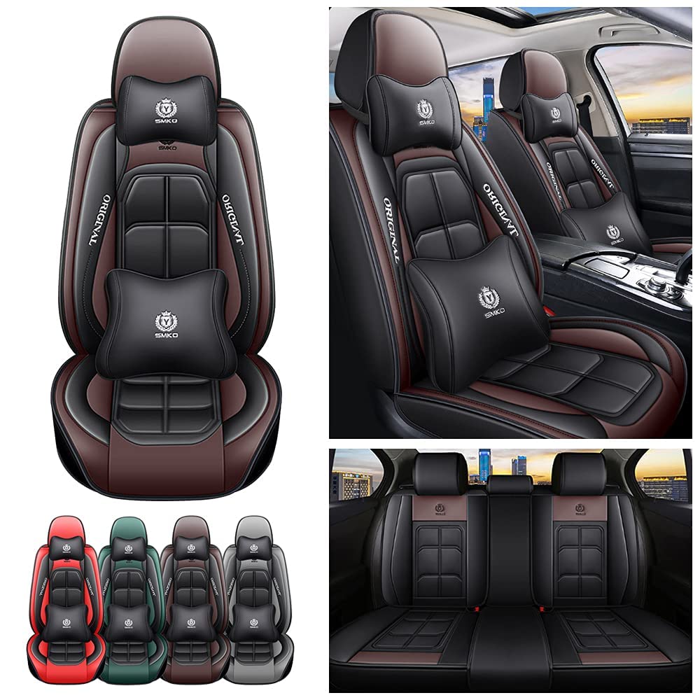 Premium Leather Car Seat Covers for Mercedes-Benz E-Class (E200 E250 E290 E350) 2004-2015 Models - 5-Seat Full Set with Pillow Cushions - Waterproof Luxury Seat Protectors (MH82 Coffee Brown) - Perfect for Daily Commuting & Long Road Trips