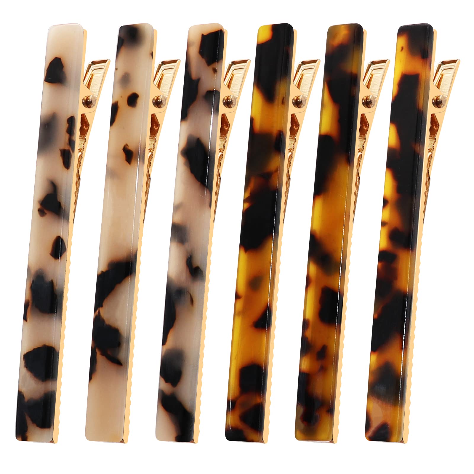 Cobahom 6 Pack Leopard Print Hair Clips - Duckbill Hair Clips with Metal Duck Teeth, Chic Tortoise Shell Hair Barrettes for Women & Girls - Perfect for School, Work, Parties & Everyday Styling