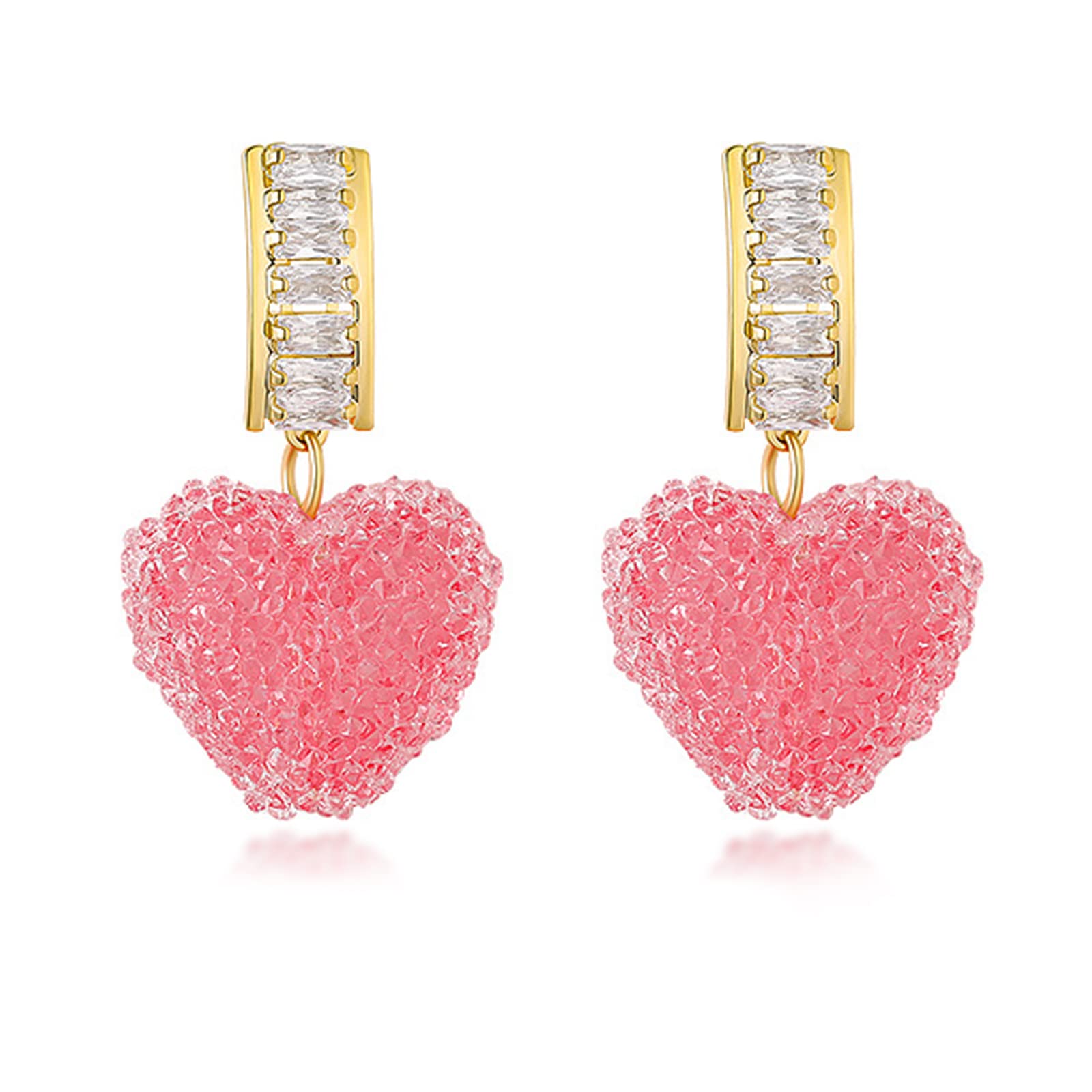 Valentine's Day Heart Earrings for Women - Red Rhinestone Dangling Love Earrings, Romantic Gift for Her, Perfect for Date Night & Special Occasions