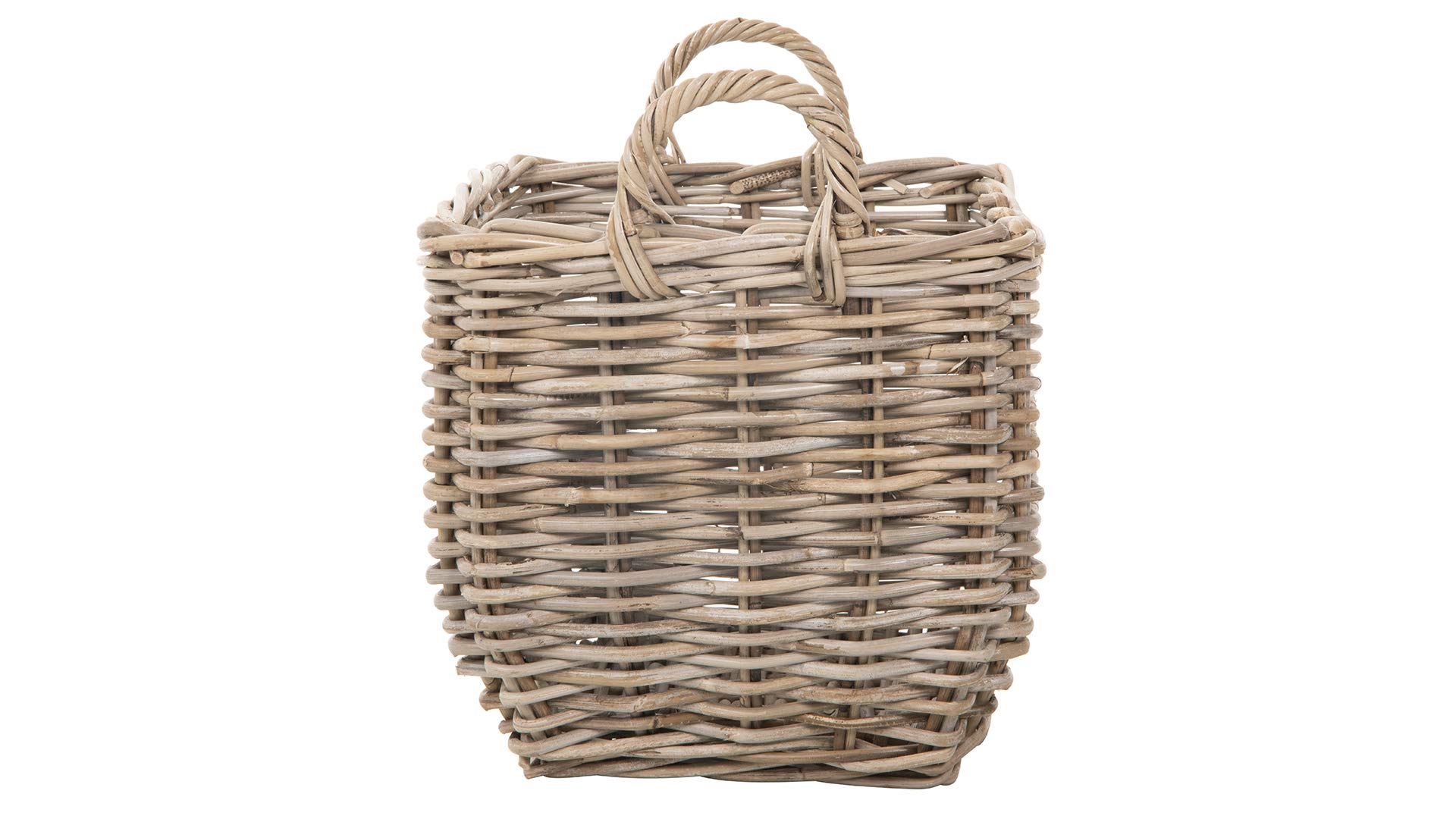 Kouboo Rectangular Wicker Basket - Handwoven Rattan Storage Basket with Handles | Large Decorative Home Organizer in Gray-Brown | Perfect for Living Room, Bedroom & Bathroom Organization