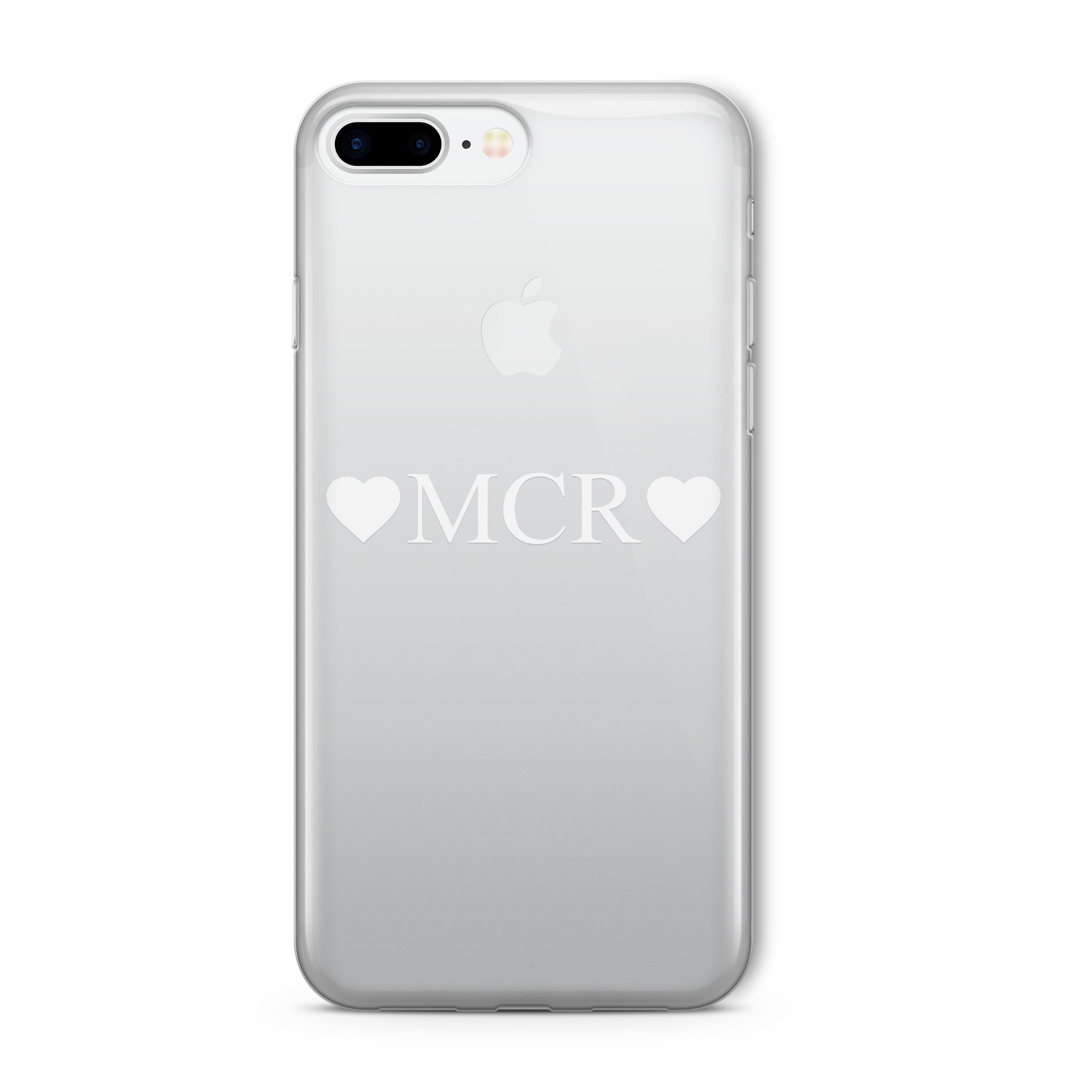 Custom Clear & Opaque Initial Phone Case for iPhone 7 - Personalized Name/Word & Double Heart Design - Perfect for Gifts, Everyday Protection and Style