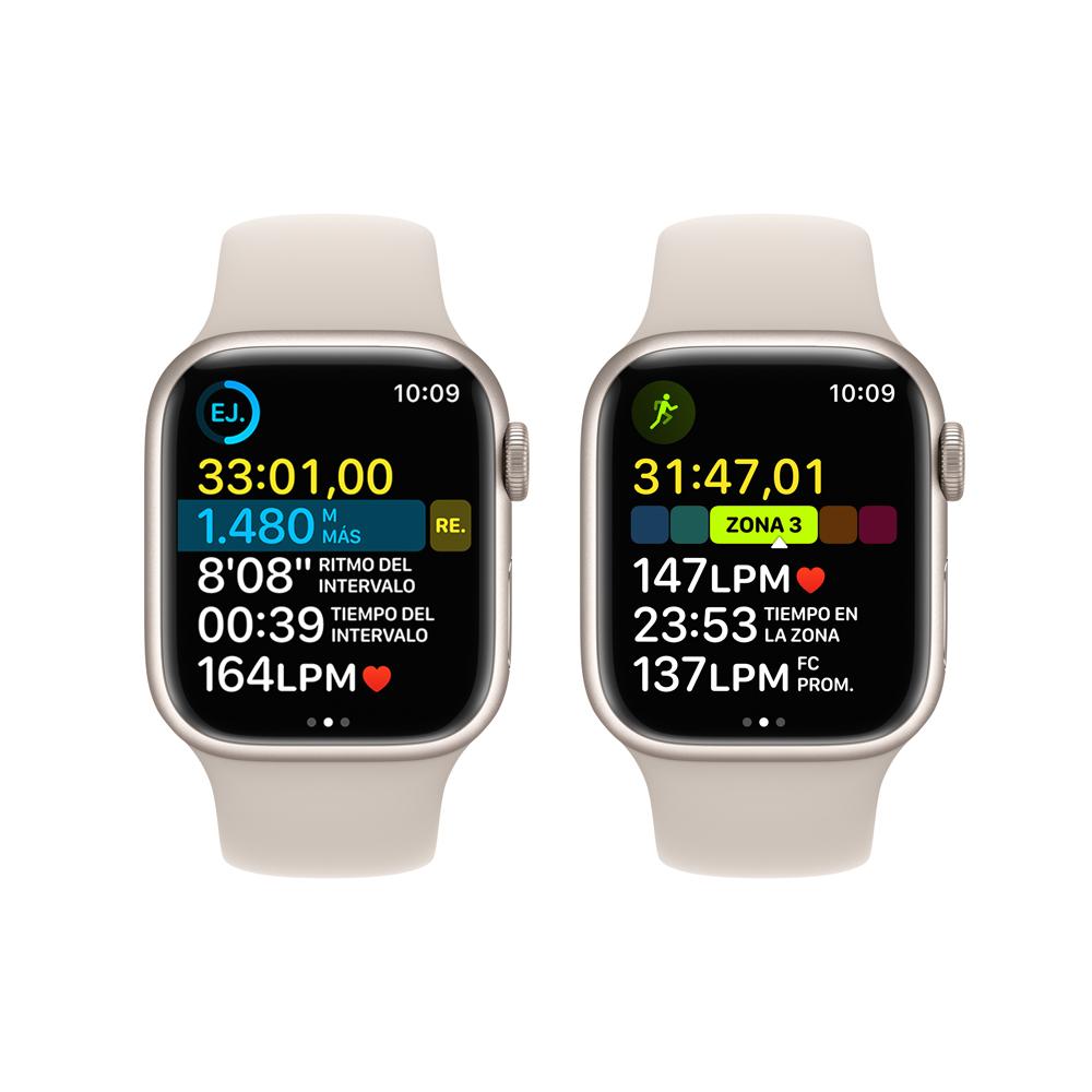Apple Watch Series 8 (GPS + Cellular) 41mm Aluminum Case in Starlight with White Sport Band - Perfect for Fitness Tracking & Everyday Wear