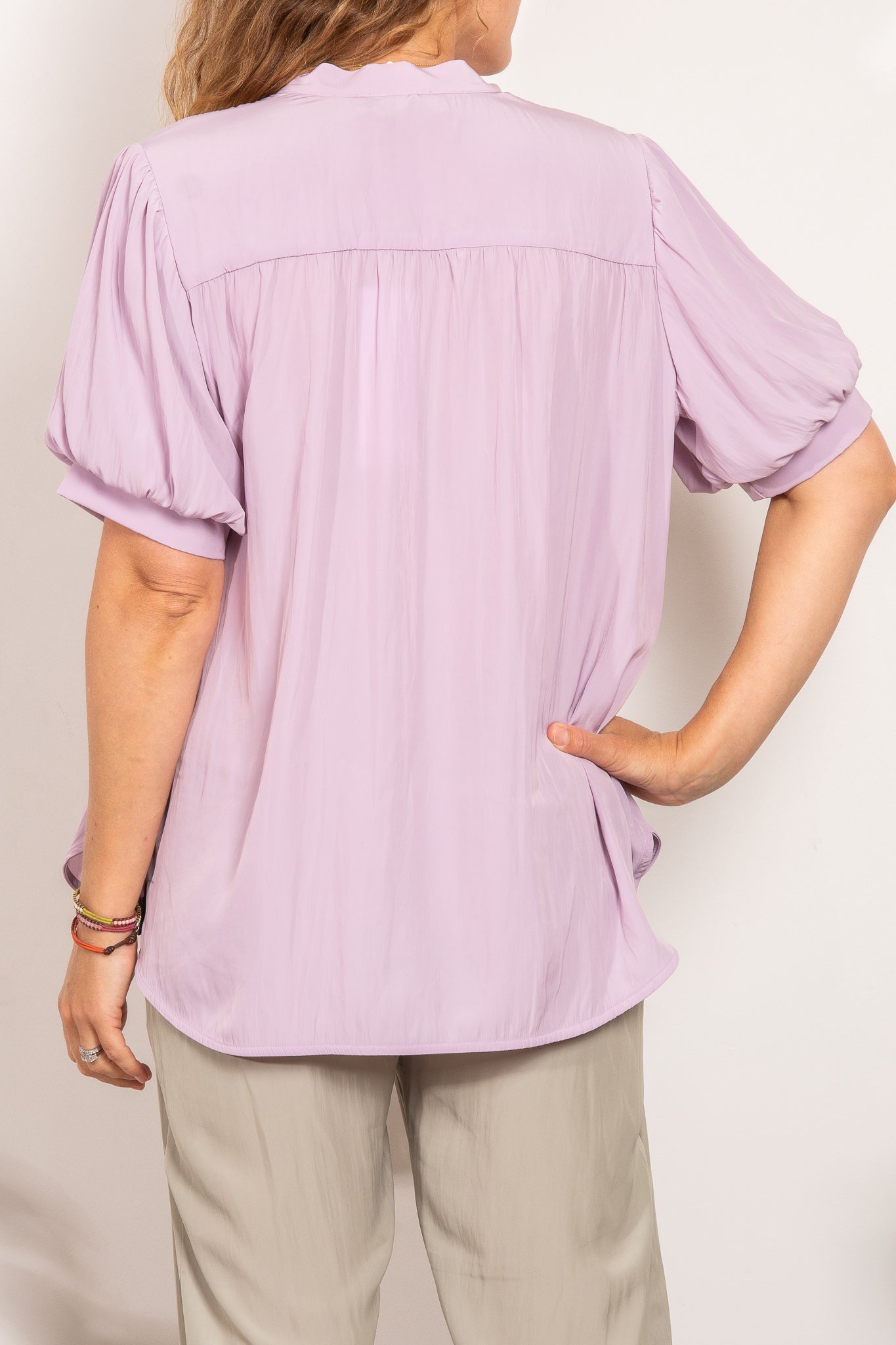 Layered Fluid Silky Puff Sleeve Tie Neck Blouse for Women - Elegant Office & Party Tops - Perfect for Work, Date Night & Special Occasions