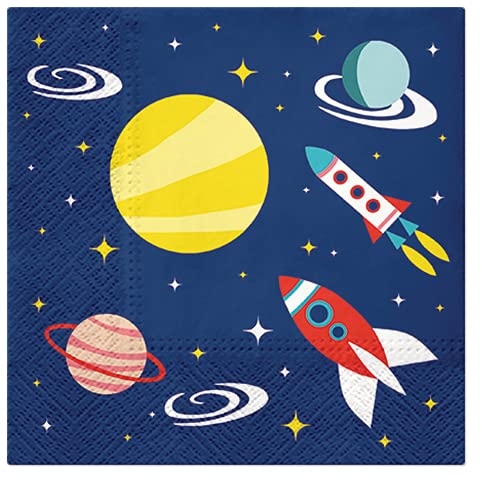 Space-Themed Birthday Party Supplies Set for 20 Guests - Disposable Paper Plates, Cups, Napkins & Solar System Decorations | Galaxy Party Decor with Planets, Rockets & Stars | Perfect for Kids' Space Birthday Parties, Astronaut-Themed Events & Cosmic Celebrations