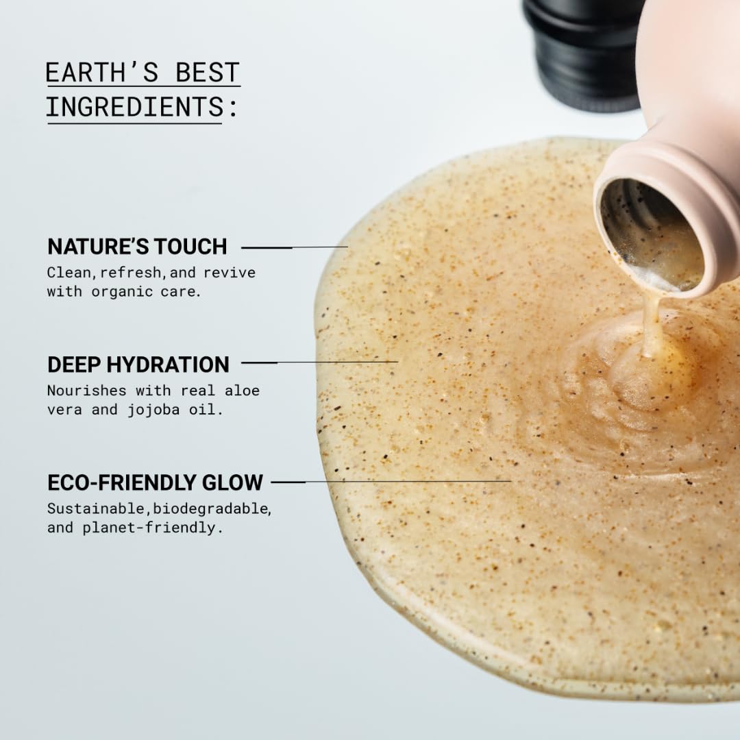 All Natural Body Scrub 10oz - Exfoliating Body Wash with Walnut Shells & Orange Peel - Nourishing Cleanser for Smooth Skin - Vegan & Organic Body Care - Includes Organic Loofah | Perfect for Spa Day, Dry Skin Treatment & At-Home Self Care Routine