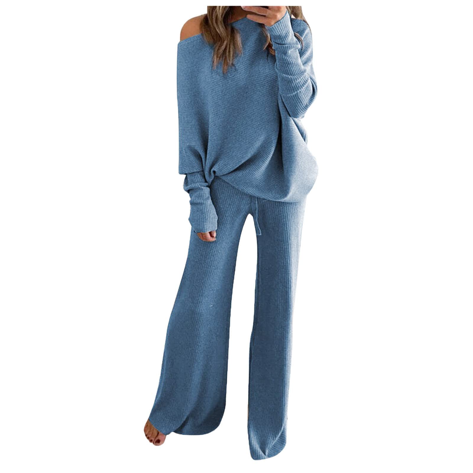 Women's Winter Knit Sweater and Paperbag Pants Set - Cozy Casual Outfit with Blouse & Coat for Fall Season | Perfect for Work, Travel, and Sleepwear