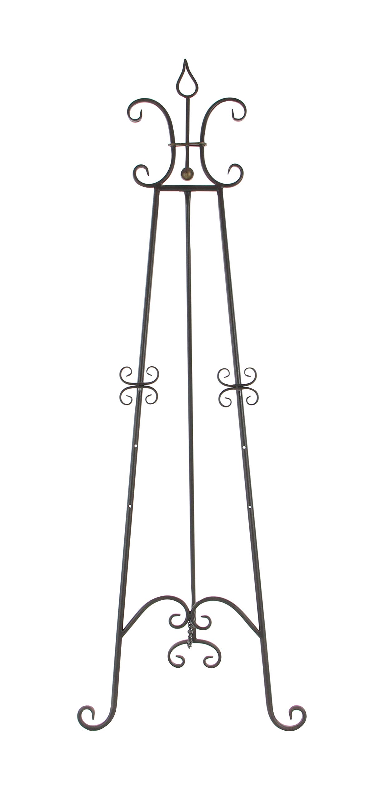 Deco 79 Extra Large Black Metal Scroll Adjustable Display Stand Easel with Chain Support - 23