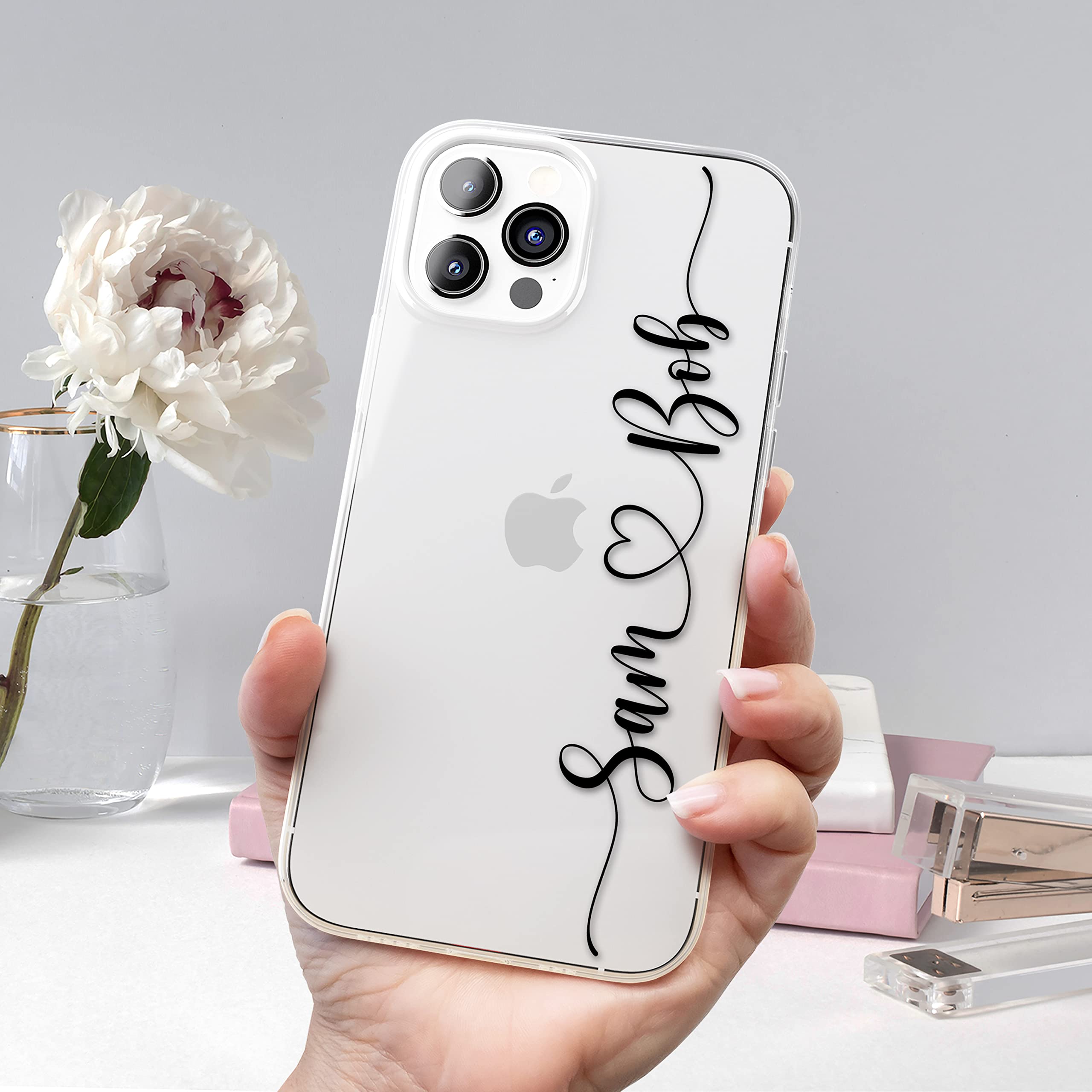 Custom Name iPhone Case for iPhone 16/16e/15/14/13/12/11 Pro Max/Plus/mini/Xr/Xs/X - Personalized Handwritten Style Clear Phone Cover - Perfect Gift for Birthday, Anniversary & Daily Protection