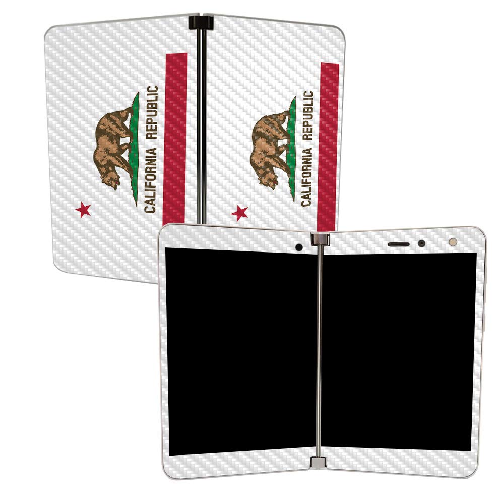 MIGHTY SKINS Carbon Fiber Skin for Microsoft Surface Duo - California Flag Design | Protective Durable Textured Cover | Easy to Apply | Made in USA | Perfect for Travel, Work & Everyday Use