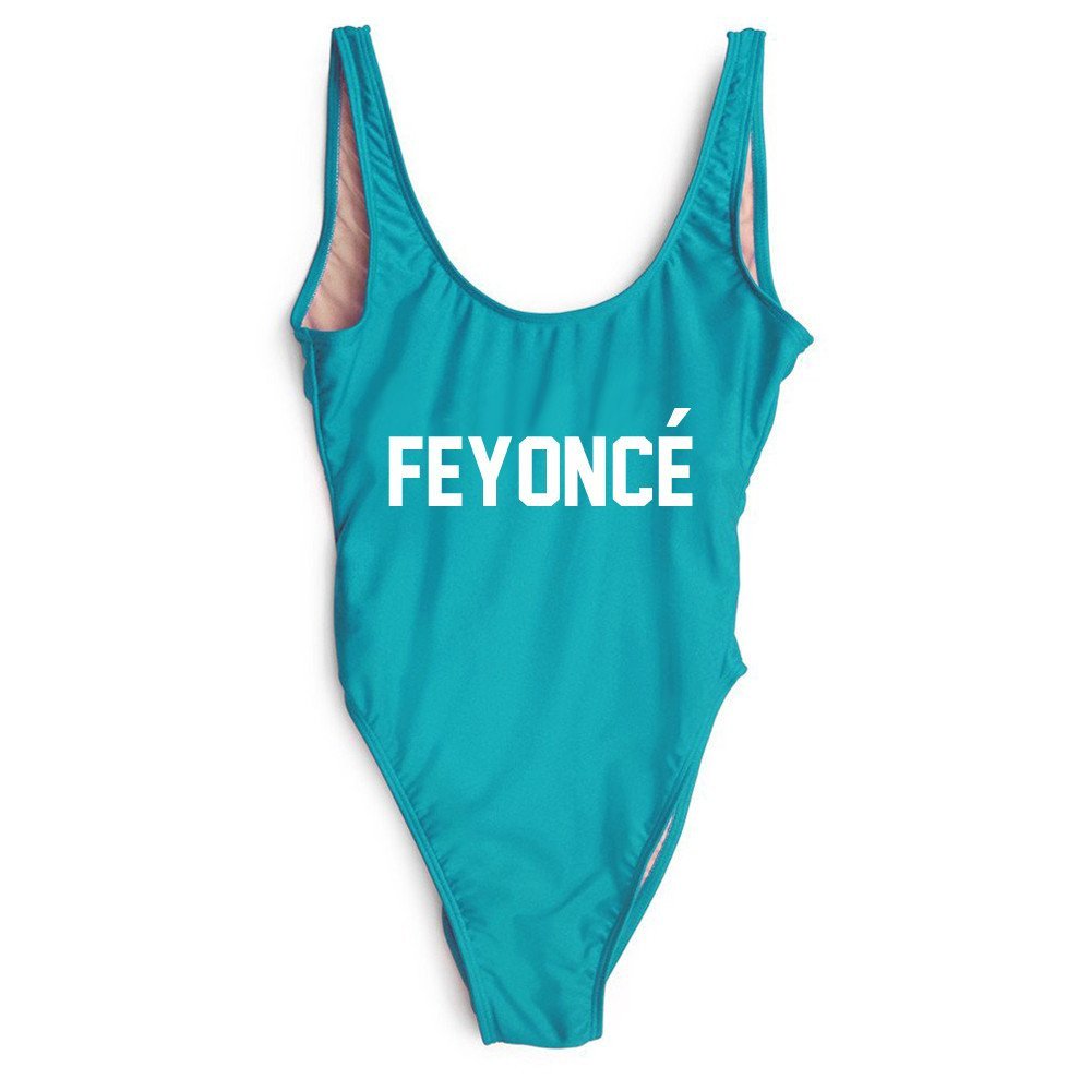 Feynoce Women's Backless One Piece Swimsuit with Letter Print - Sexy Beachwear for Pool, Vacation & Summer Outfits