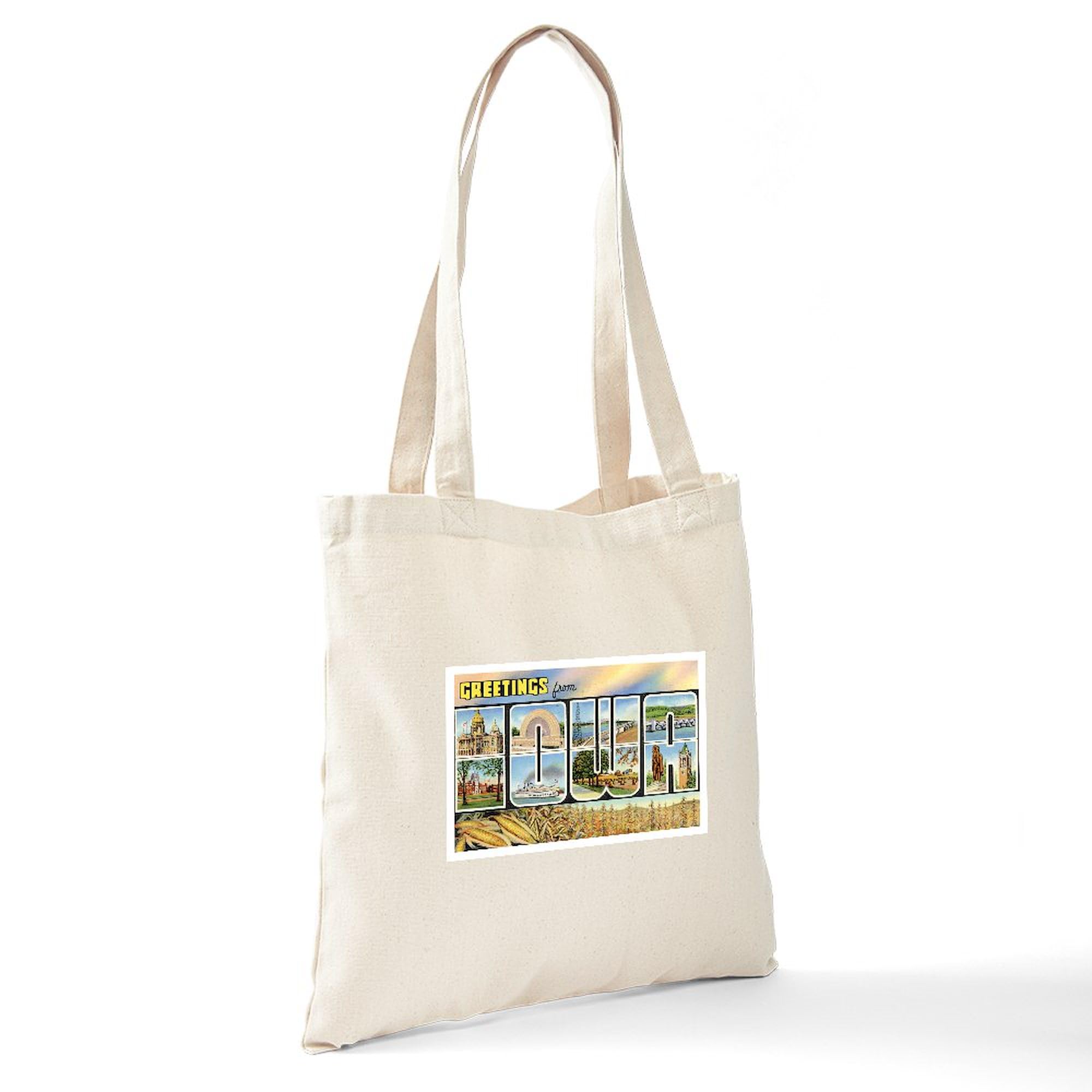 Iowa Postcard Tote Bag - Natural Canvas Reusable Shopping Bag for Groceries, Beach & Everyday Use | CafePress