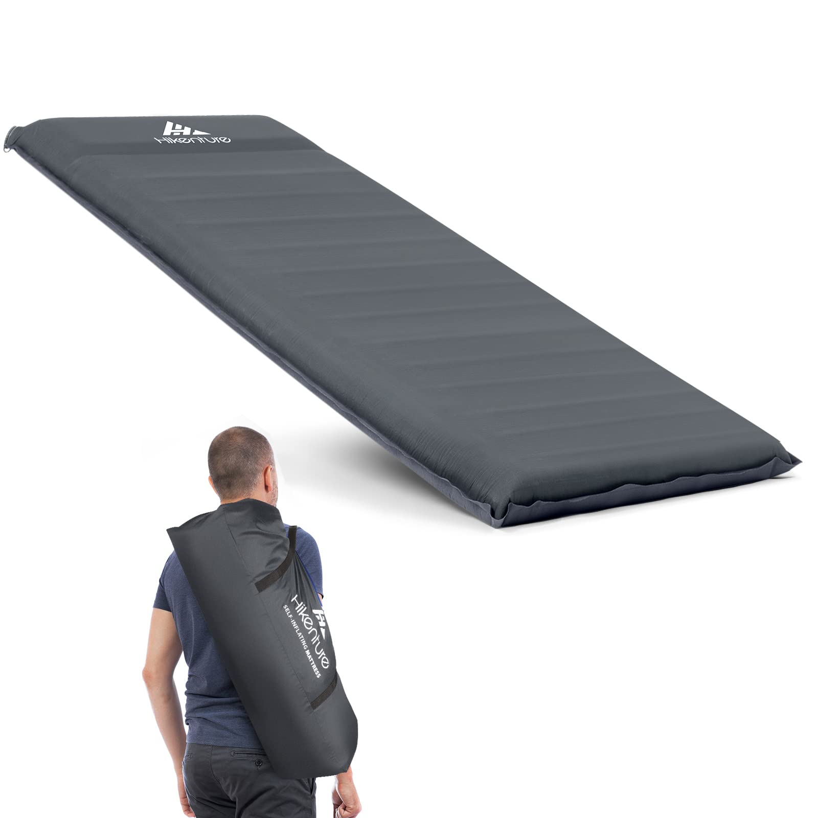 Hikenture Self-Inflating Camping Mattress Pad with Pillow - 9.5 R-Value Ultra-Thick 4-Season Sleeping Pad - 3 Inch Foam Camping Mat for Better Support - Insulated Tent & Car Camping Gear for Backpacking, Hiking, RV Trips