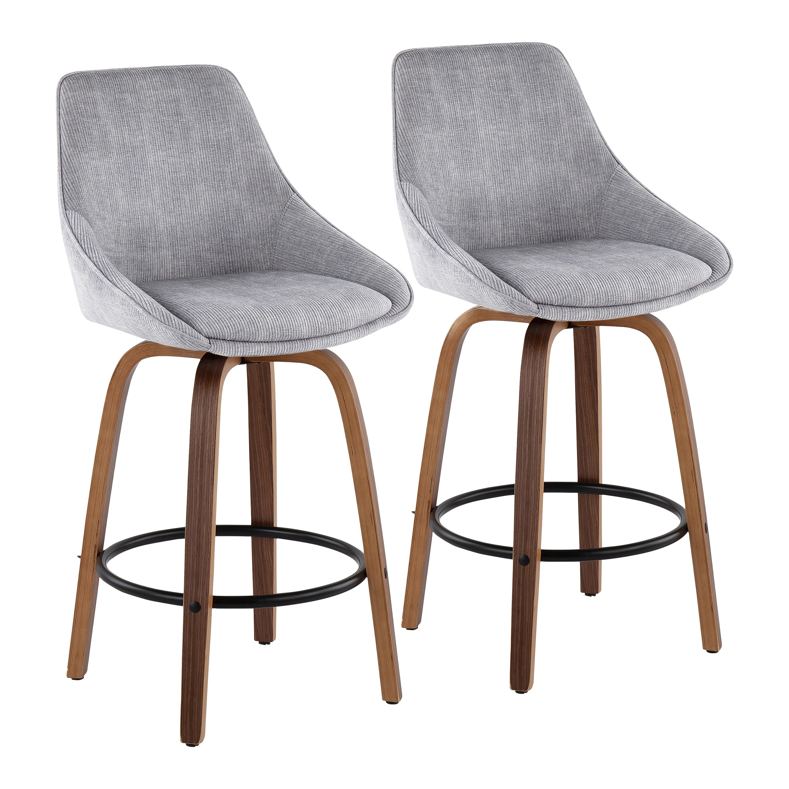 LumiSource Diana Walnut Wood Counter Stools Set of 2 - 24