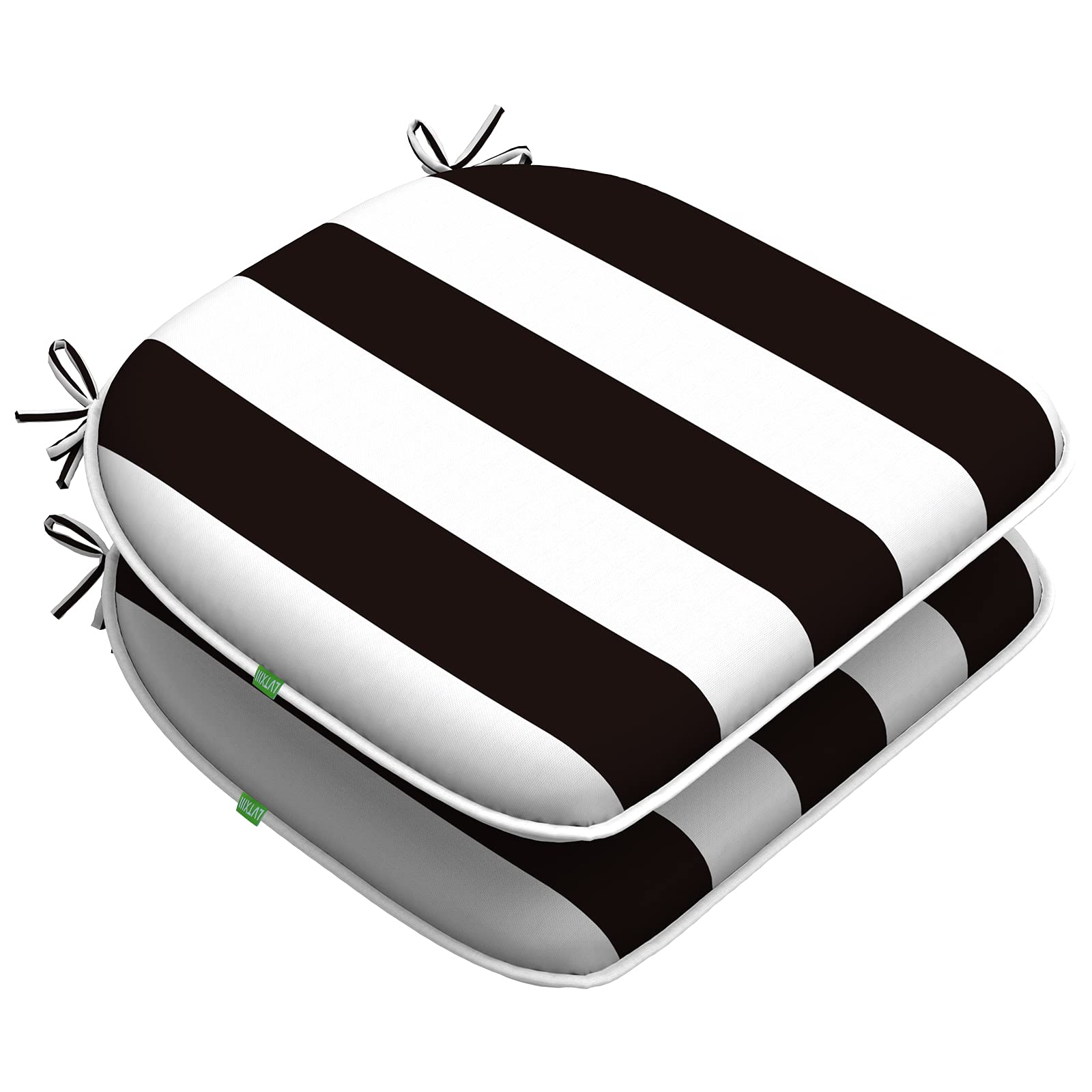 LVTXIII Outdoor Chair Cushions Set of 2 - 16x17 Inch Patio Seat Cushions with Ties for Garden Furniture, Waterproof & Durable Cabana Black - Perfect for Poolside Lounging, Backyard Relaxation & Outdoor Dining