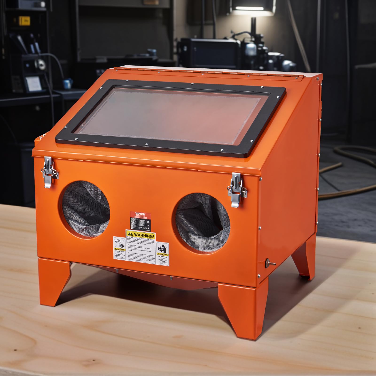VEVOR 40 Gallon Sandblasting Cabinet - Heavy Duty Steel Benchtop Sand Blaster with Blasting Gun & 4 Ceramic Nozzles (40-120 PSI) for Paint, Rust, and Stain Removal | Ideal for Metal Restoration, Automotive Parts Cleaning, and DIY Projects