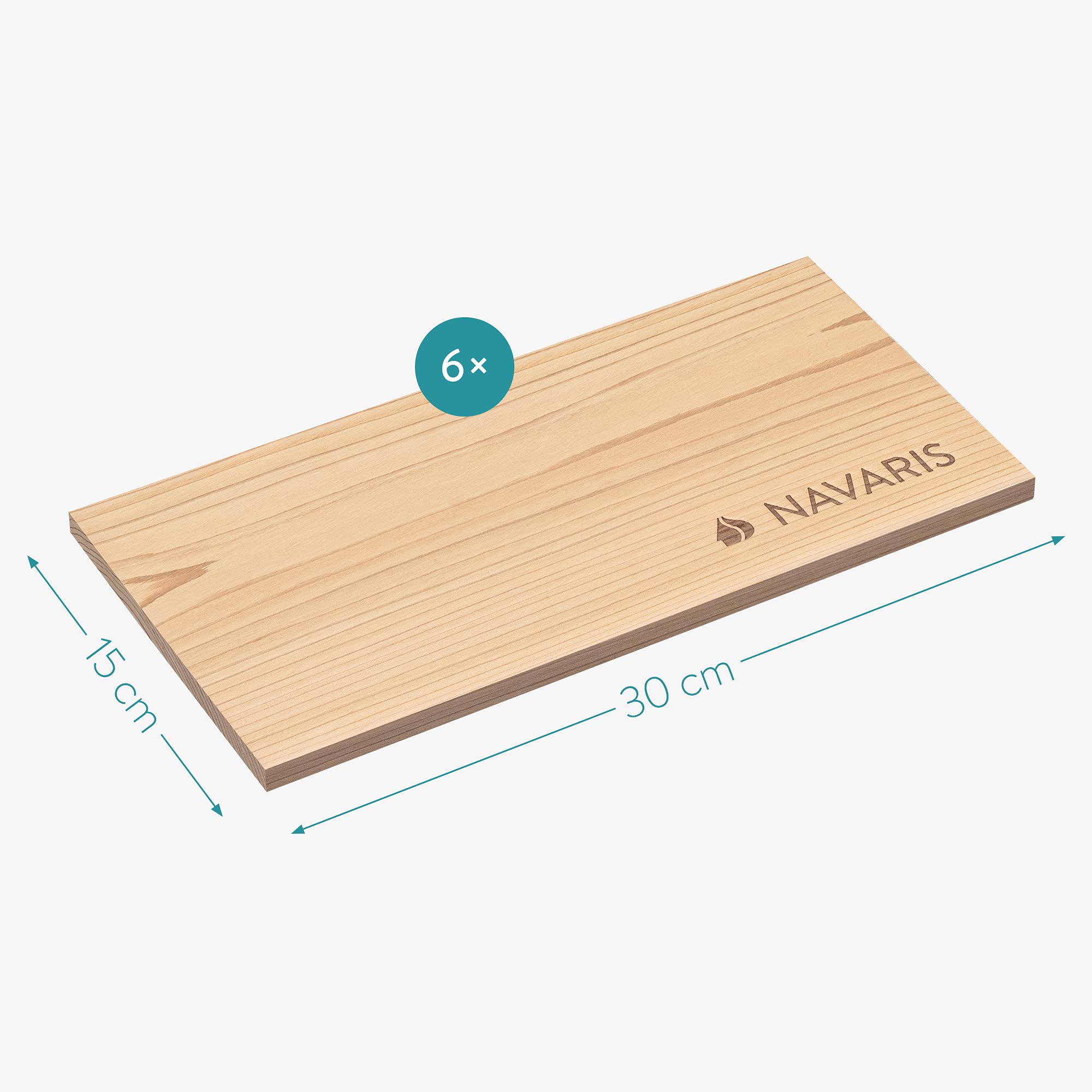 Premium Cedar Grilling Planks for BBQ - 6 Natural Wooden Planks for Smoking Meats, Fish & Vegetables - 30x15cm Smokey Western BBQ Accessories - Perfect for Outdoor Cooking, Camping & Backyard Grilling