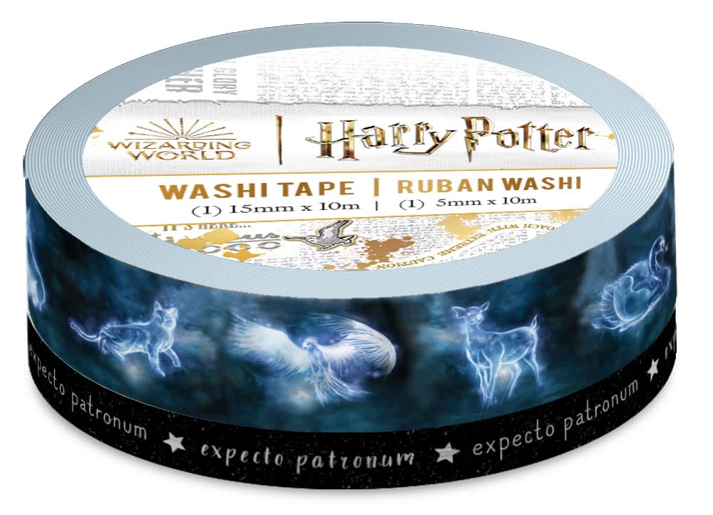 Harry Potter Expecto Patronum Washi Tape Set of 2 - Foil Accent Decorative Tapes for Scrapbooking, Journaling, DIY Crafts & Gift Wrapping - Perfect for Harry Potter Fans and Stationery Lovers