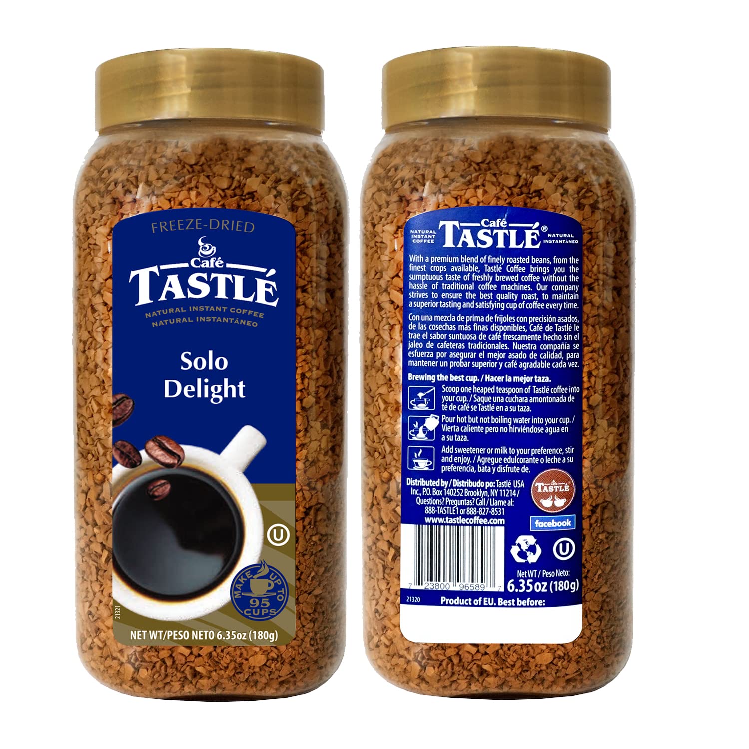 Café Tastlé Supremo Blend Premium Microground Coffee - 3 Jars (6.35oz Each, Total 19.05oz) - Perfect for Home Brewing, Office Use & Gifts