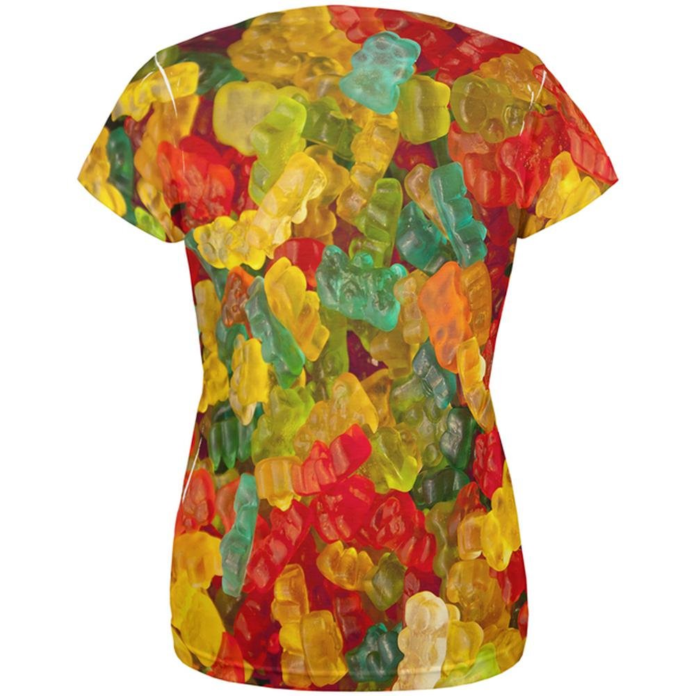 Halloween Candy Gummy Bears Print Women's T-Shirt - Multi Color, X-Large - Fun Costume Party Outfit & Casual Wear