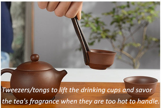 Premium Tea Brewing Accessories Set of 6 - Traditional Chinese Tea Ceremony Tools (Tea Scoop, Tongs, Funnel, Needle, Brush & Stand) - Perfect for Gongfu Tea Making, Home Brewing & Gift Giving