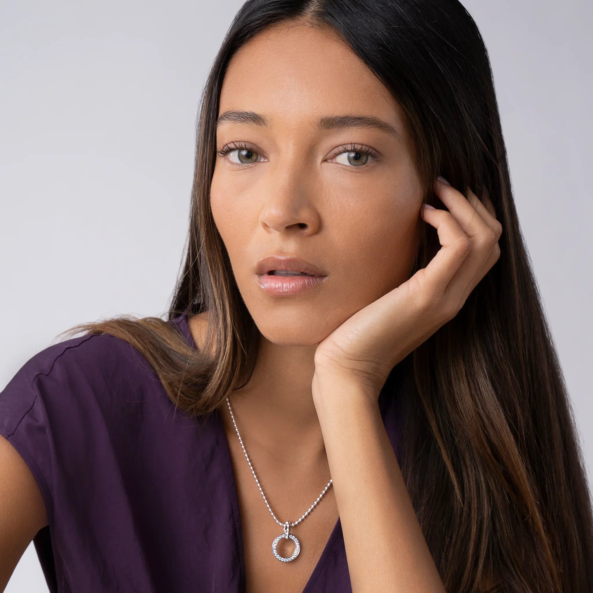 Elegant Circle Diamond Pendant Necklace for Women - 14K Gold Plated Sterling Silver Jewelry - Perfect for Weddings, Anniversaries & Special Occasions